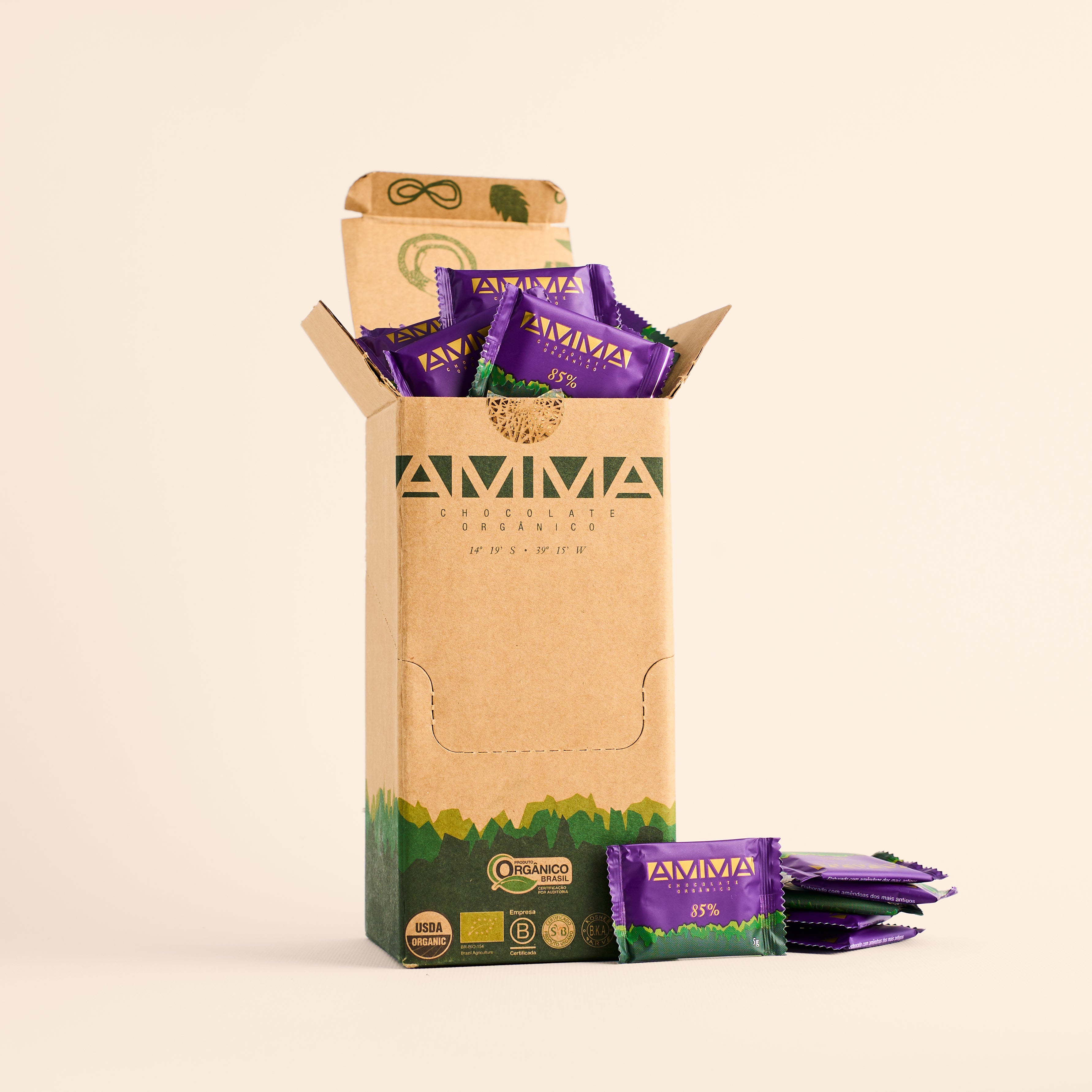 Chocolate Orgânico 85% Cacau Square 5g 100un