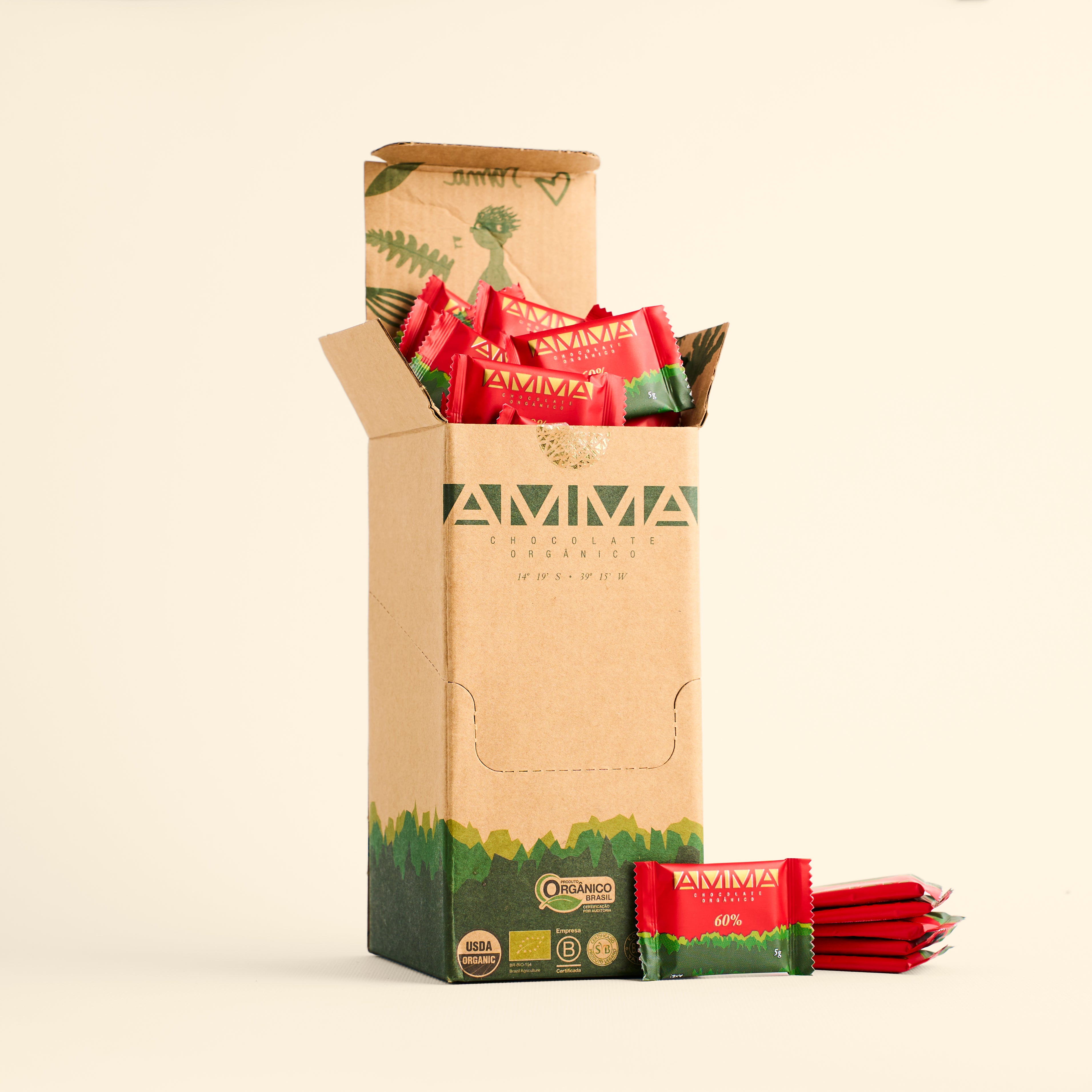 Chocolate Orgânico 60% Cacau Square 5g 100un