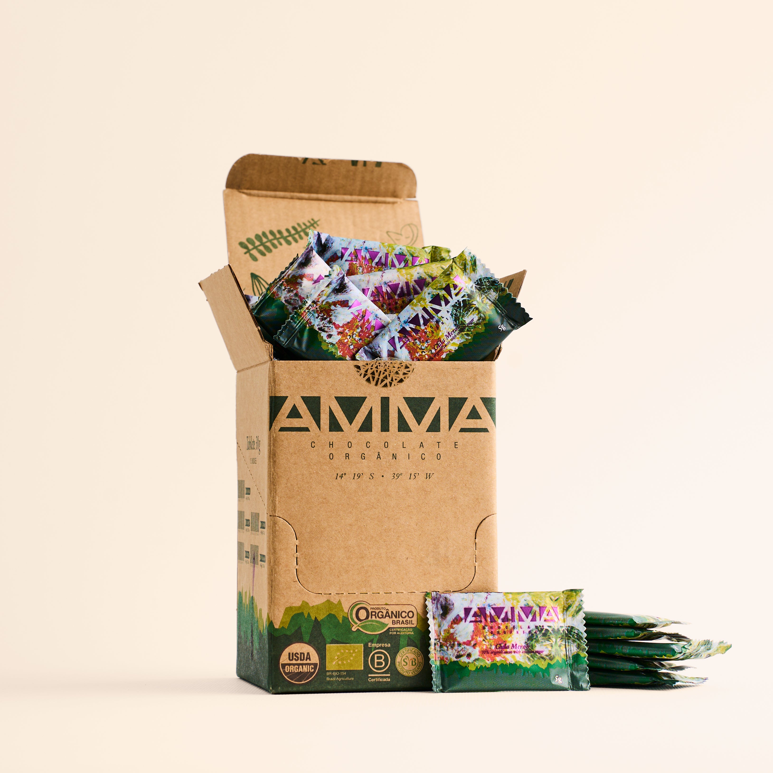 Chocolate Orgânico Gula Merah 70% Cacau  Square 5g  50un