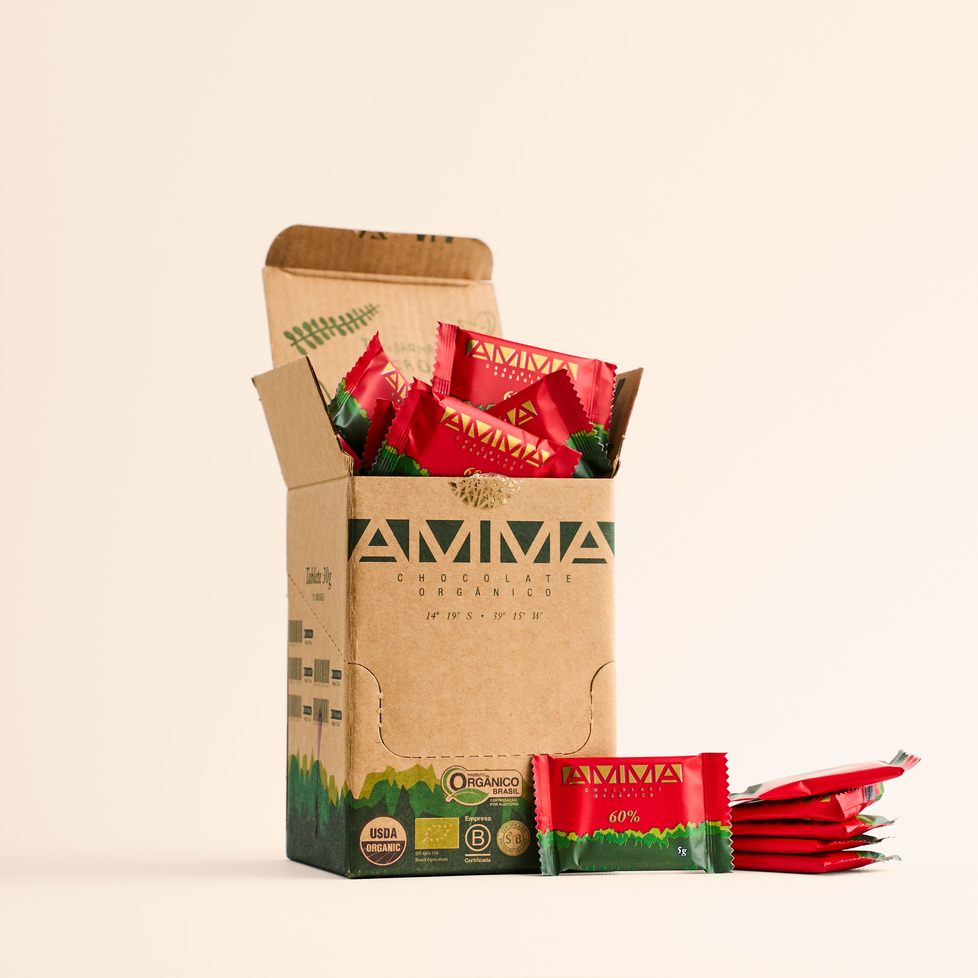 Chocolate Orgânico 60% Cacau Square 5g 50un