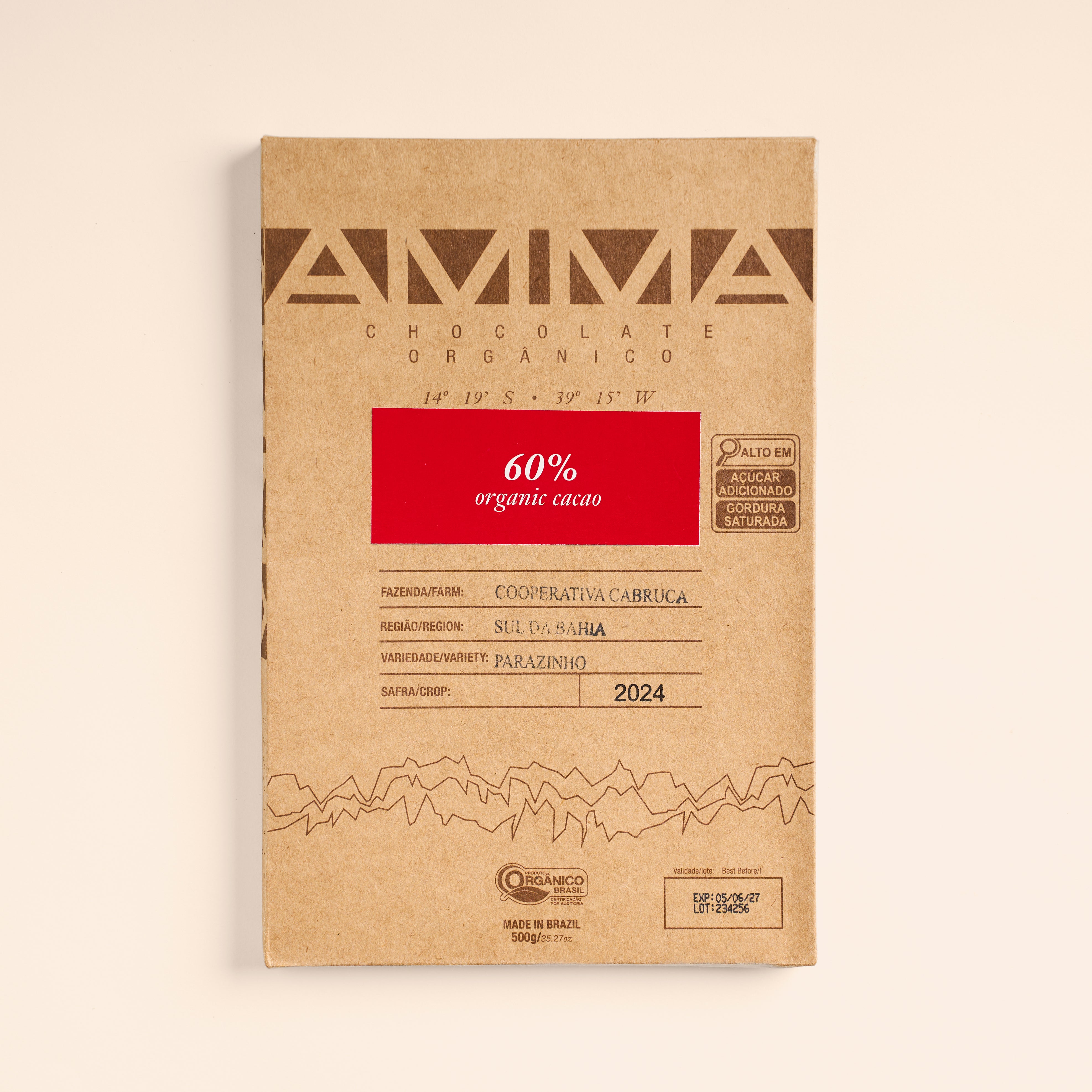 Chocolate Orgânico 60% Cacau 500g