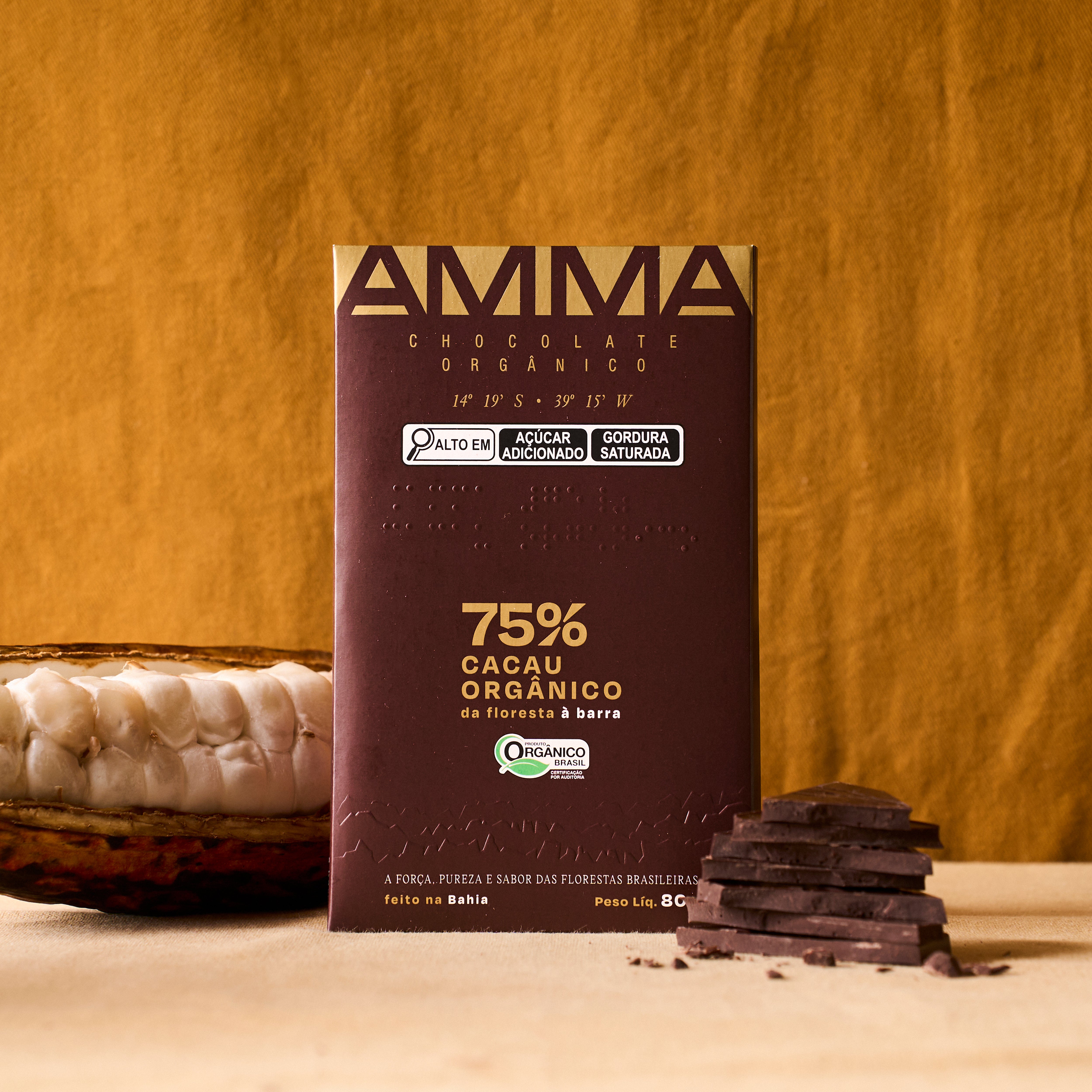 Chocolate Orgânico 75% Cacau 80g