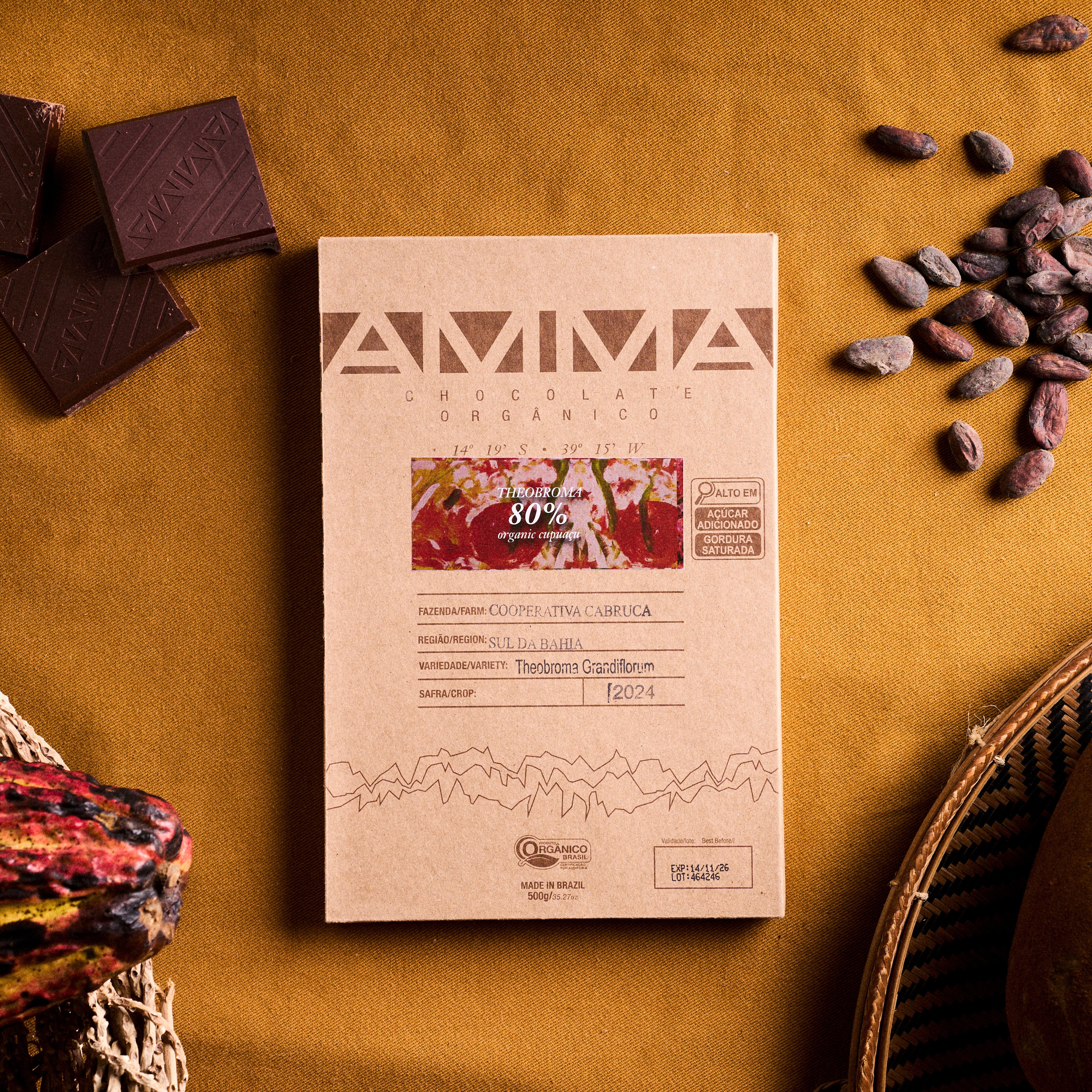 Chocolate Orgânico Theobroma grandiflorum 80% Cupuaçu 500g