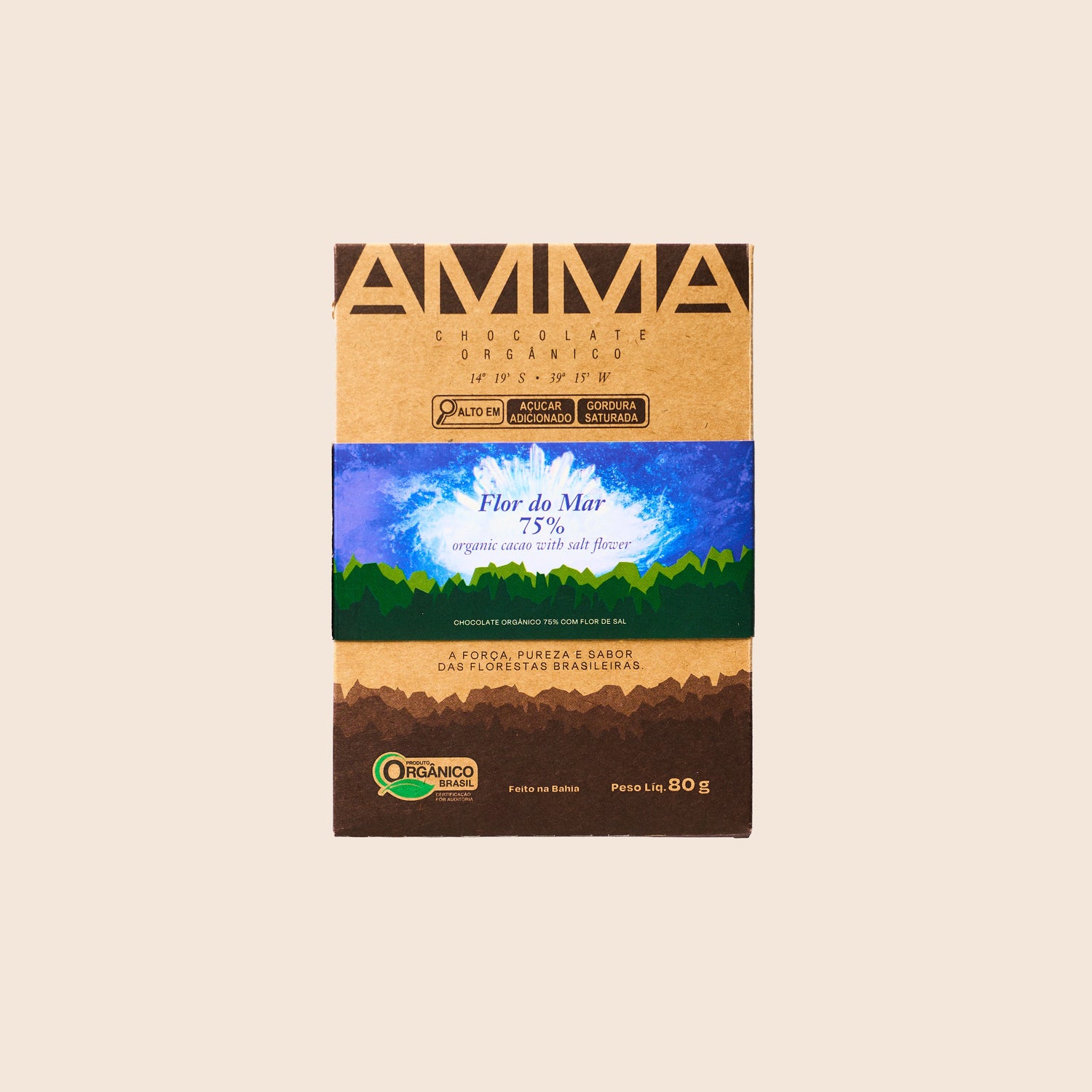 Chocolate Orgânico 75% Cacau Flor Do Mar 80g