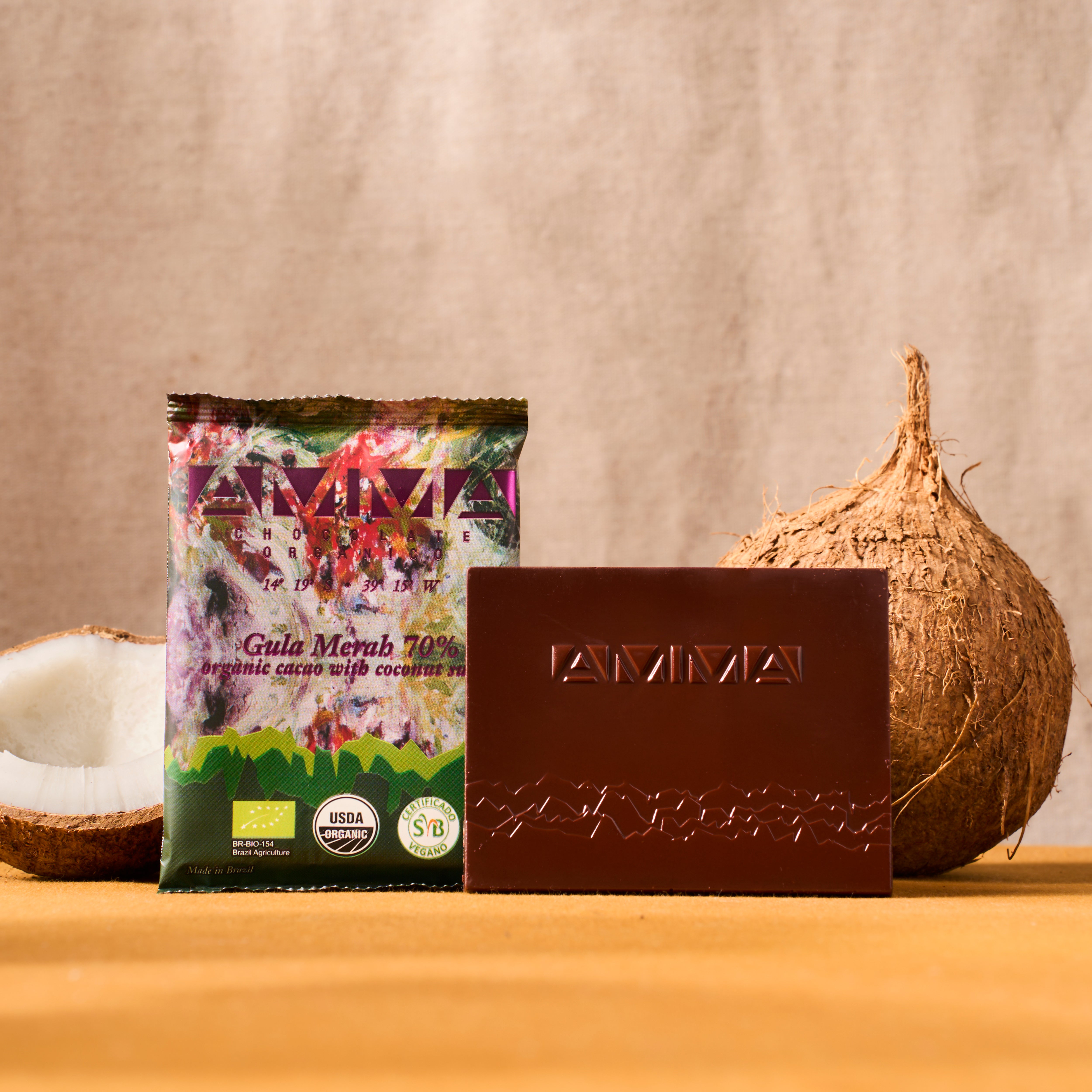 Chocolate Orgânico Gula Merah 70% Cacau com Açúcar de Coco 30g