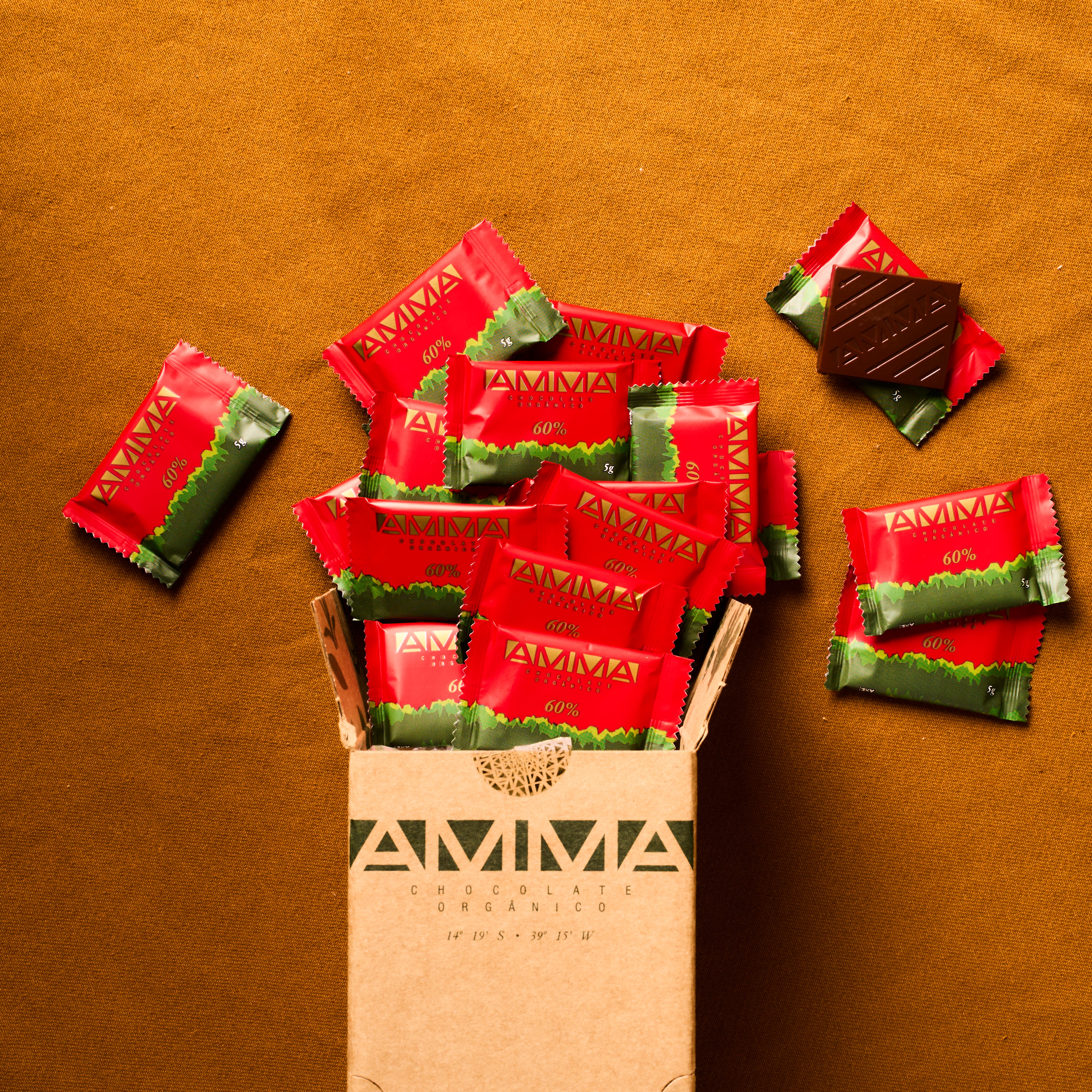 Chocolate Orgânico 60% Cacau Square 5g 50un