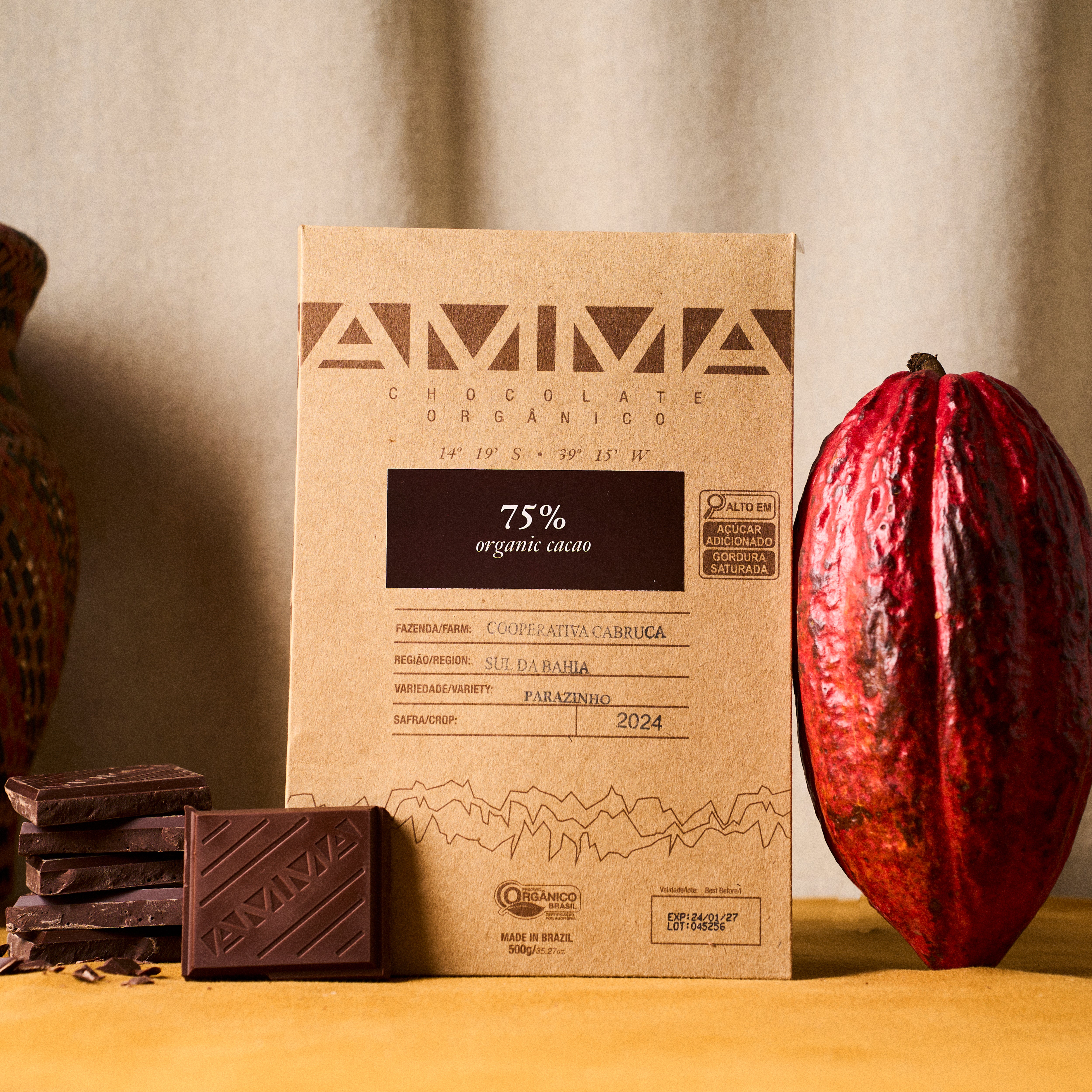 Chocolate Orgânico 75% Cacau 500g