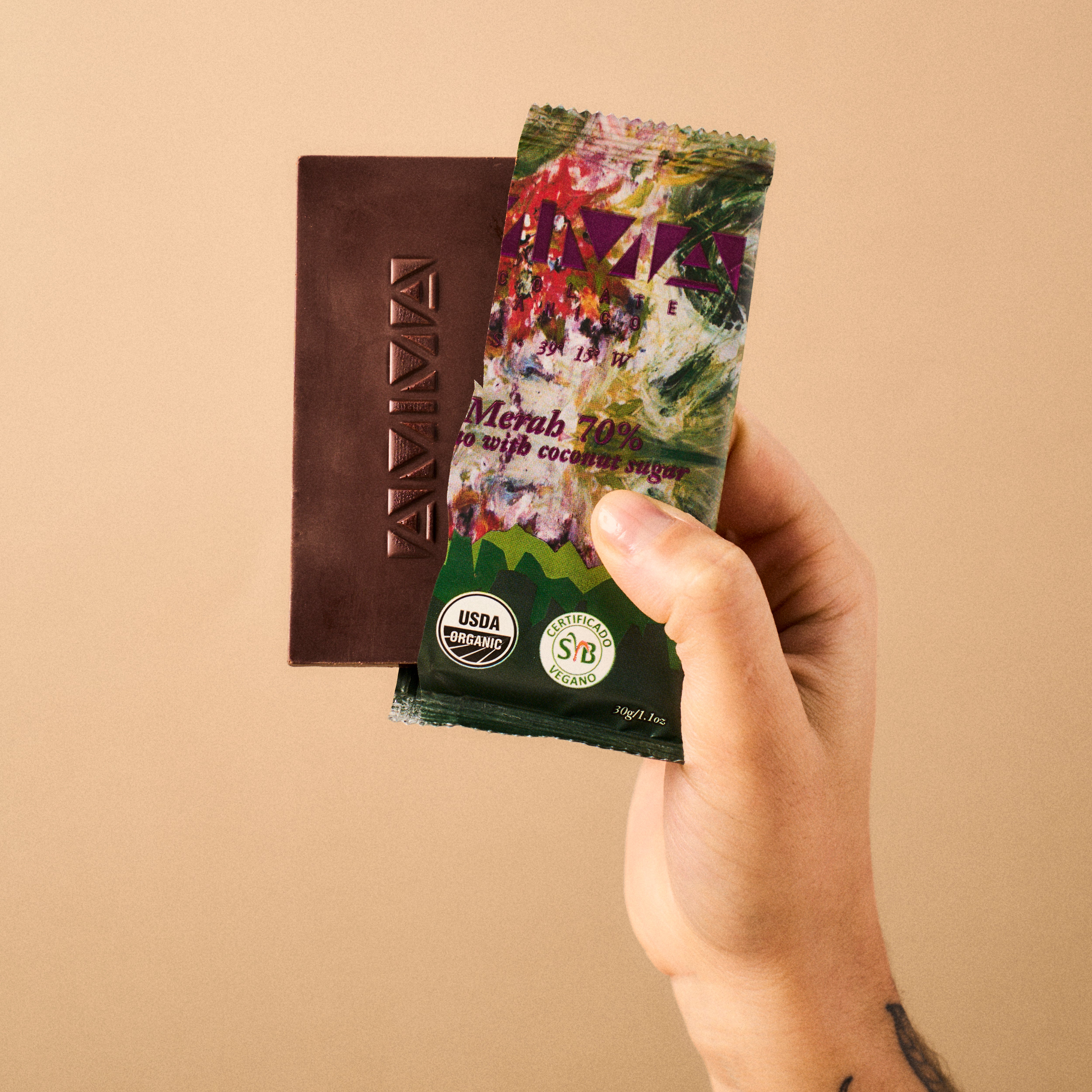 Chocolate Orgânico Gula Merah 70% Cacau com Açúcar de Coco 30g