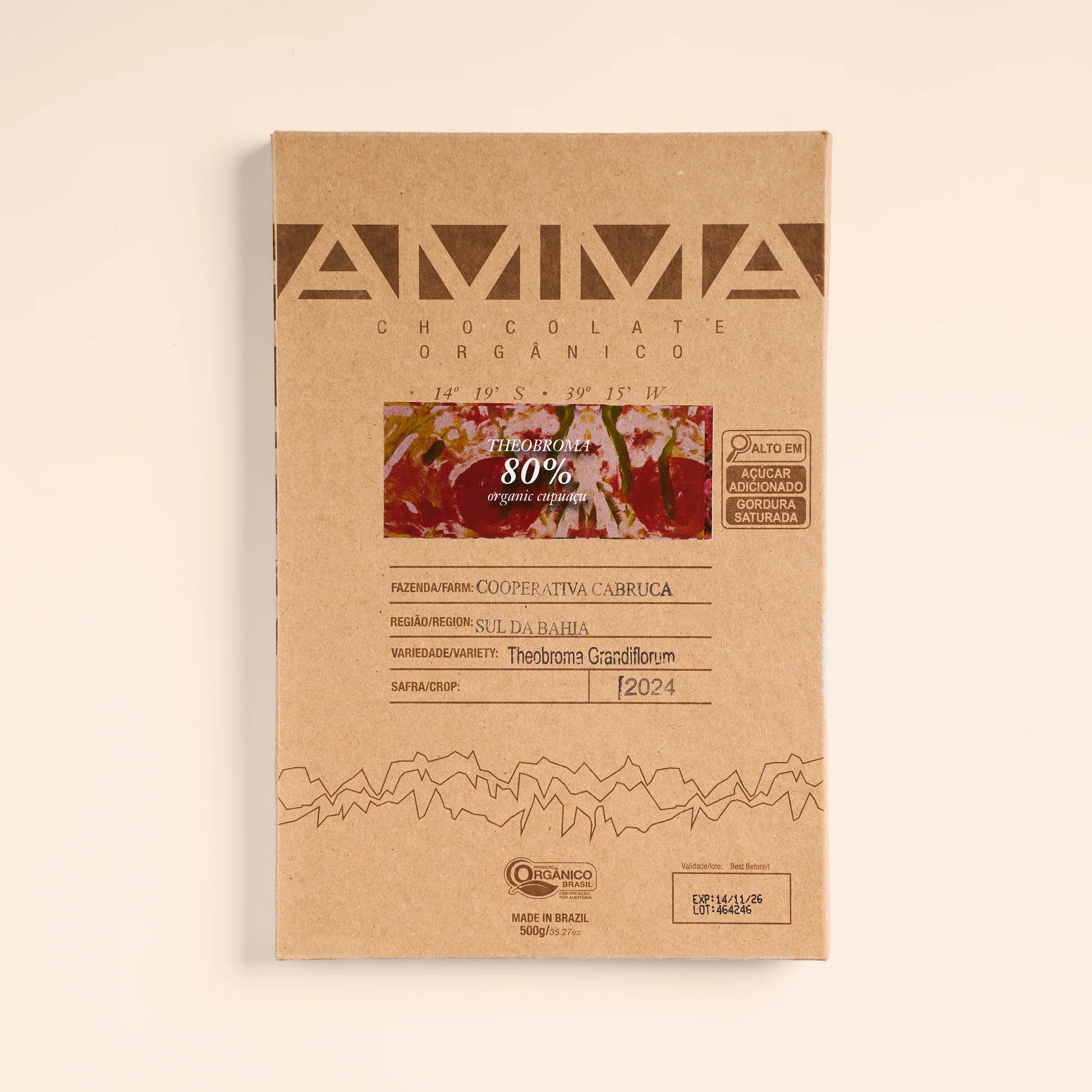Chocolate Orgânico Theobroma grandiflorum 80% Cupuaçu 500g