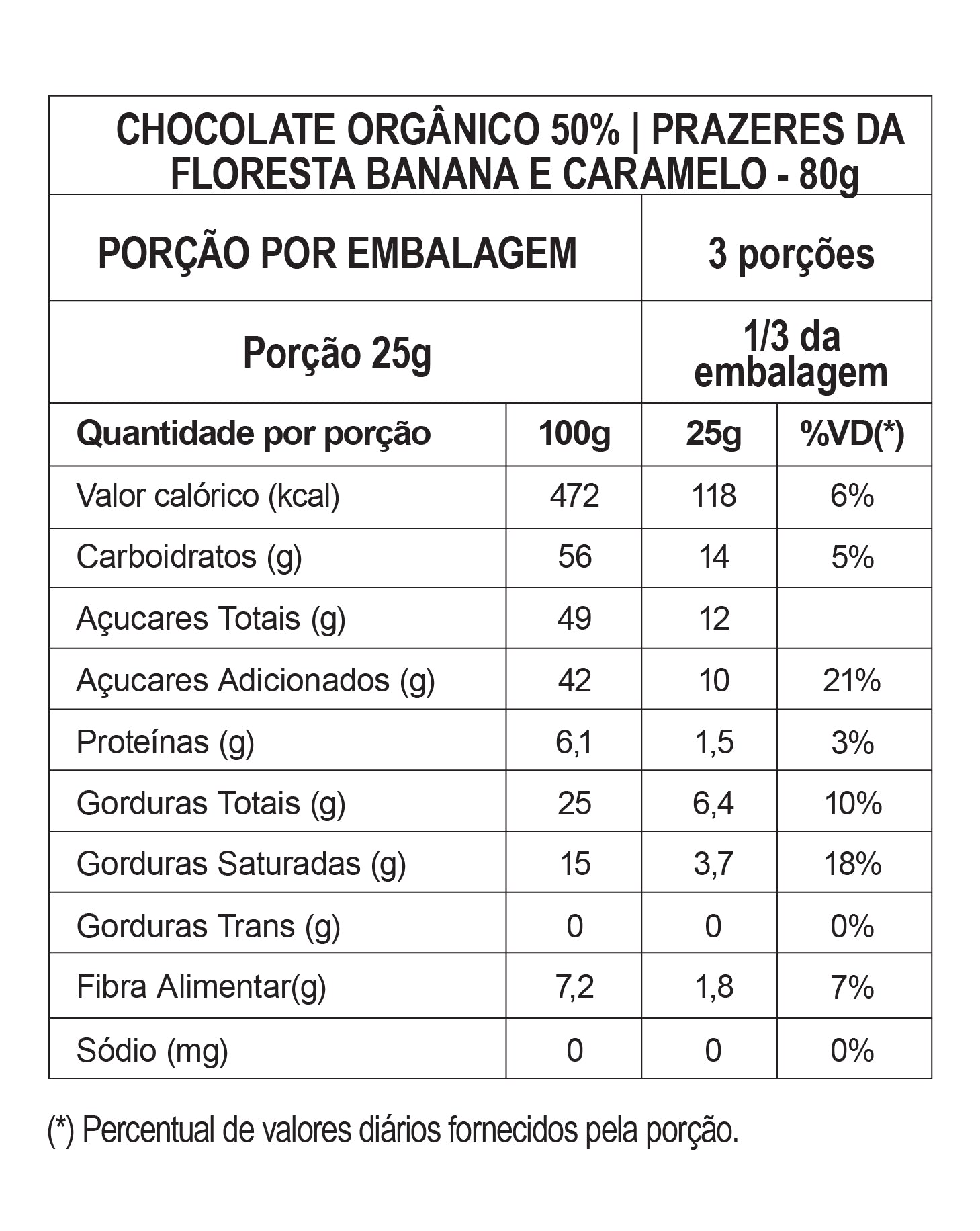 Chocolate Orgânico 50% - Banana e Caramelo 80g
