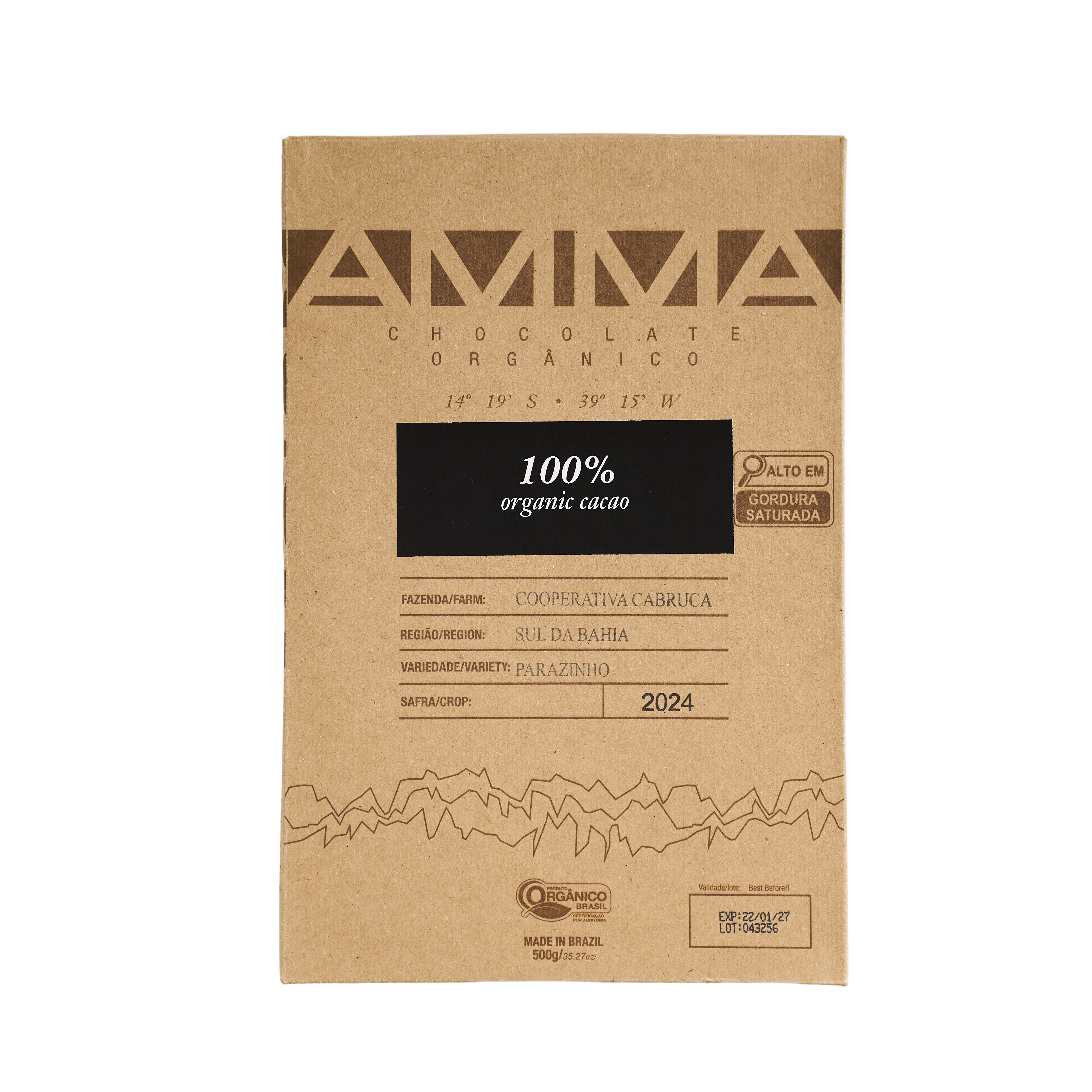 Chocolate Orgânico 100% Cacau 500g