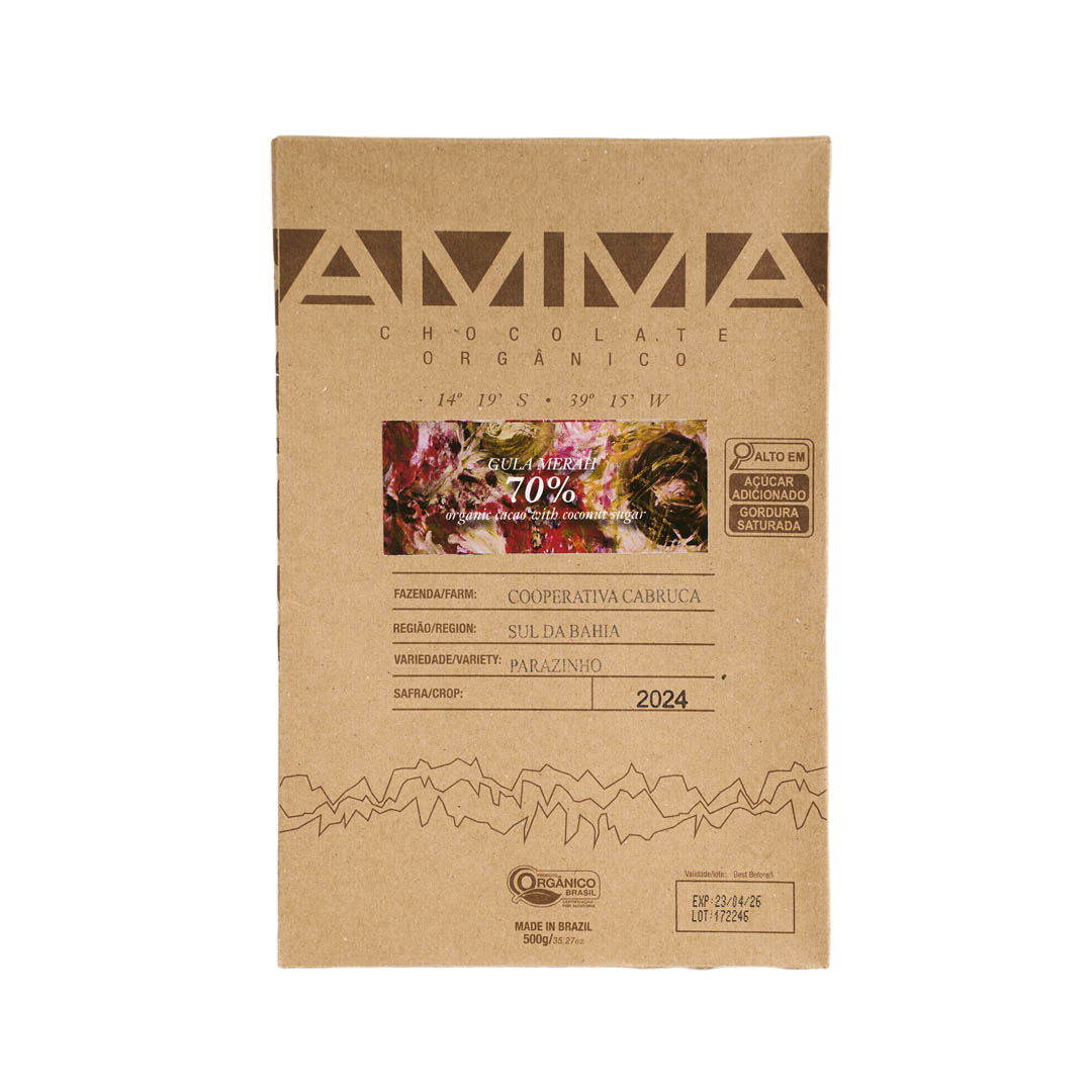 Chocolate Orgânico Gula Merah 70% Cacau com Açúcar De Coco 500g