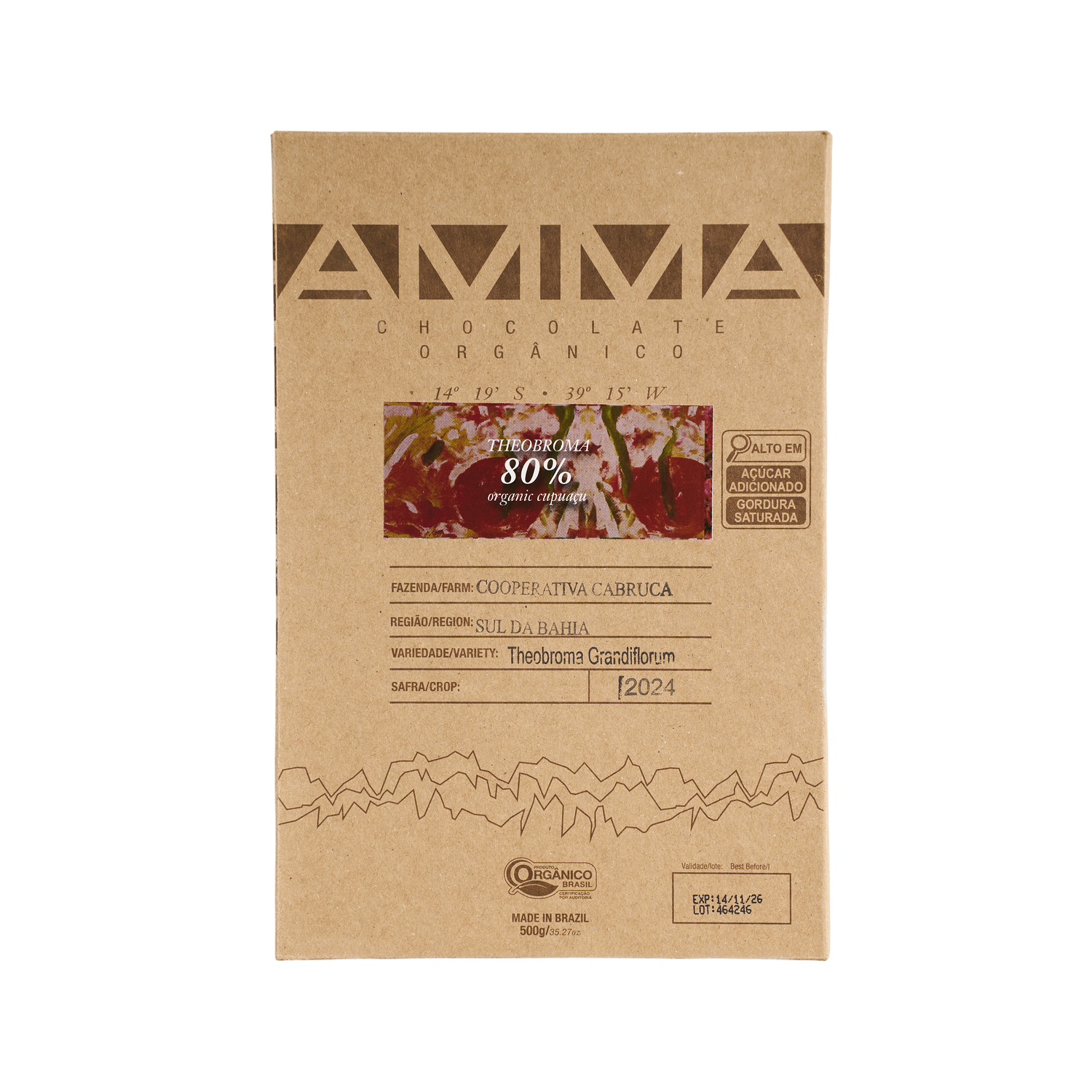 Chocolate Orgânico Theobroma grandiflorum 80% Cupuaçu 500g