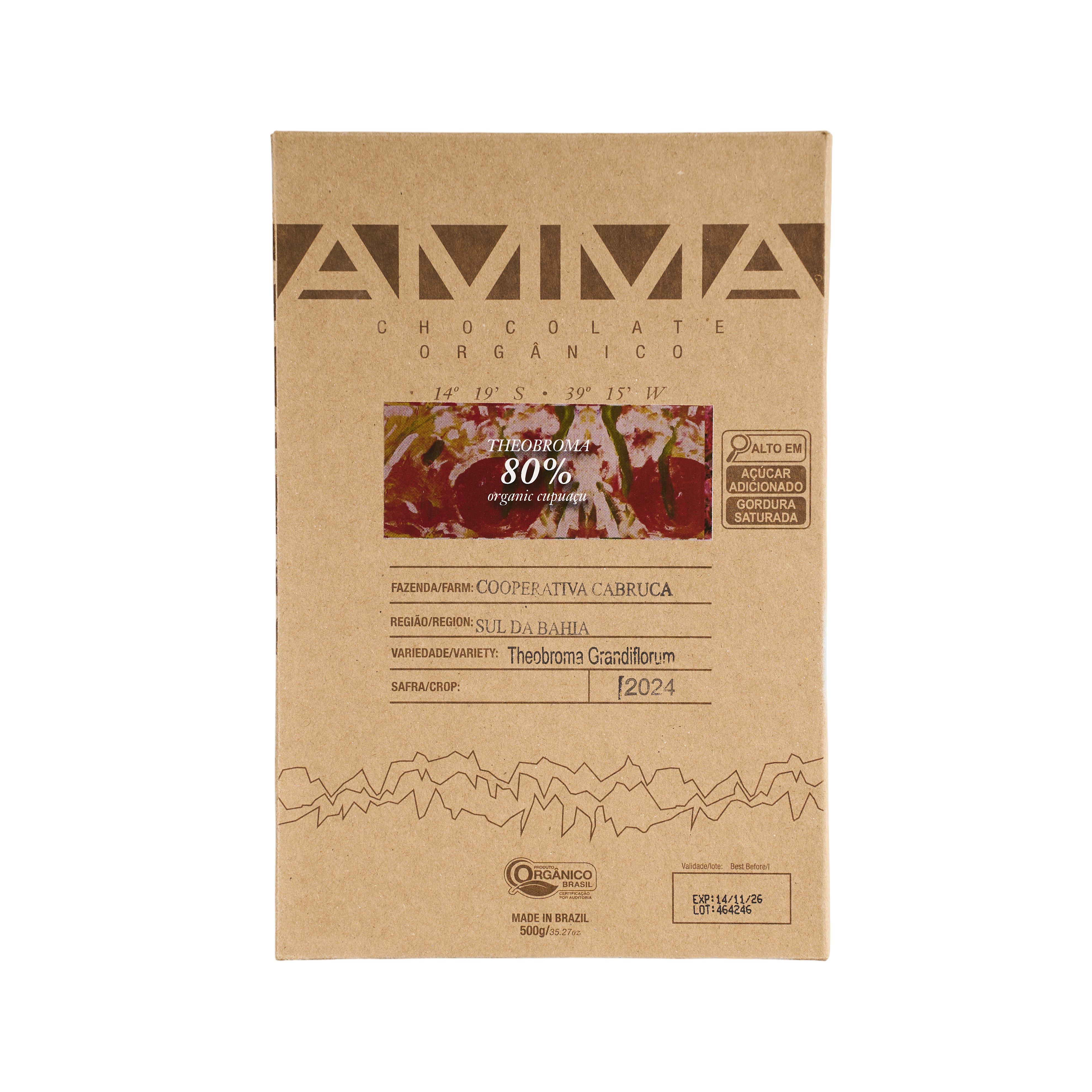 Chocolate Orgânico Theobroma grandiflorum 80% Cupuaçu 500g