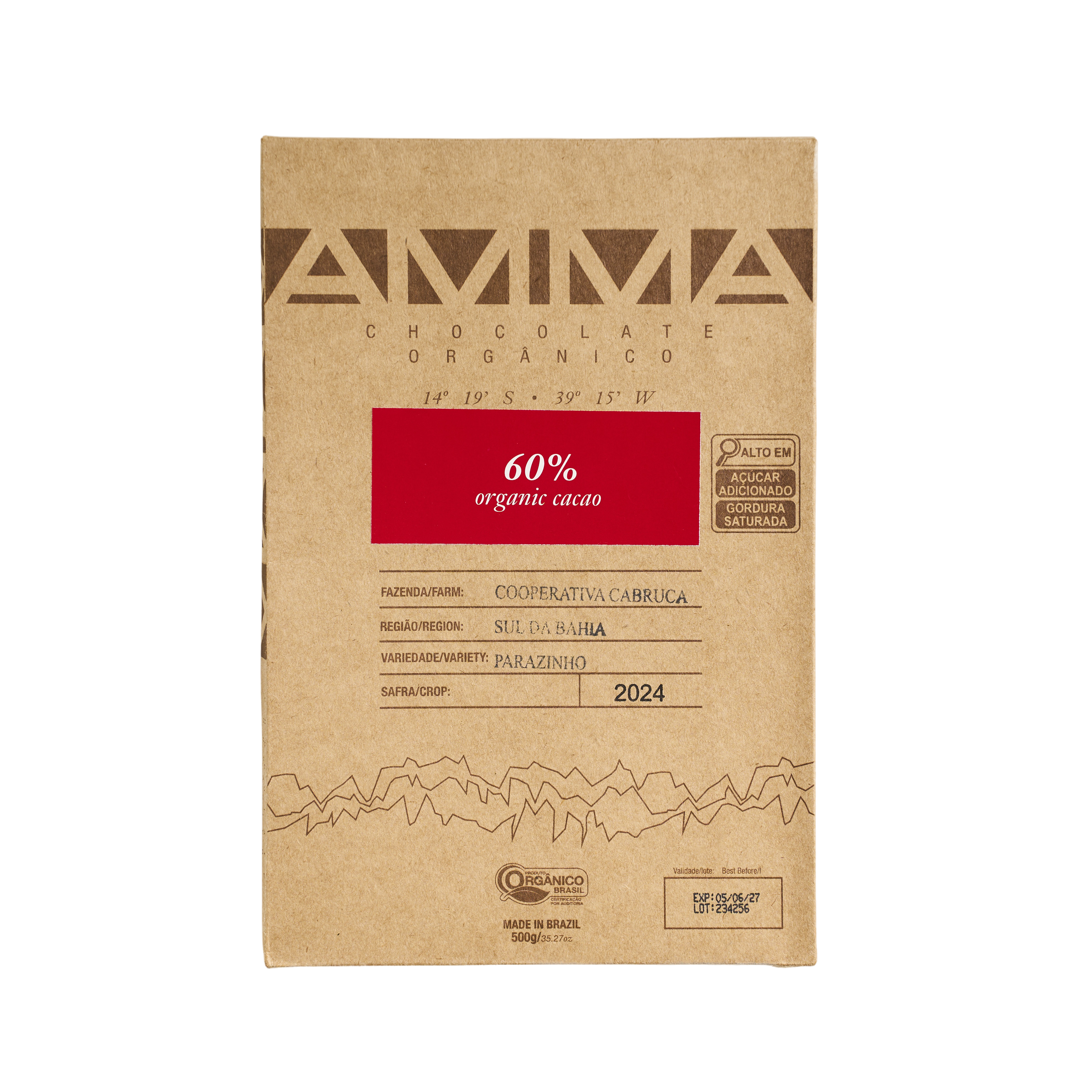 Chocolate Orgânico 60% Cacau 500g