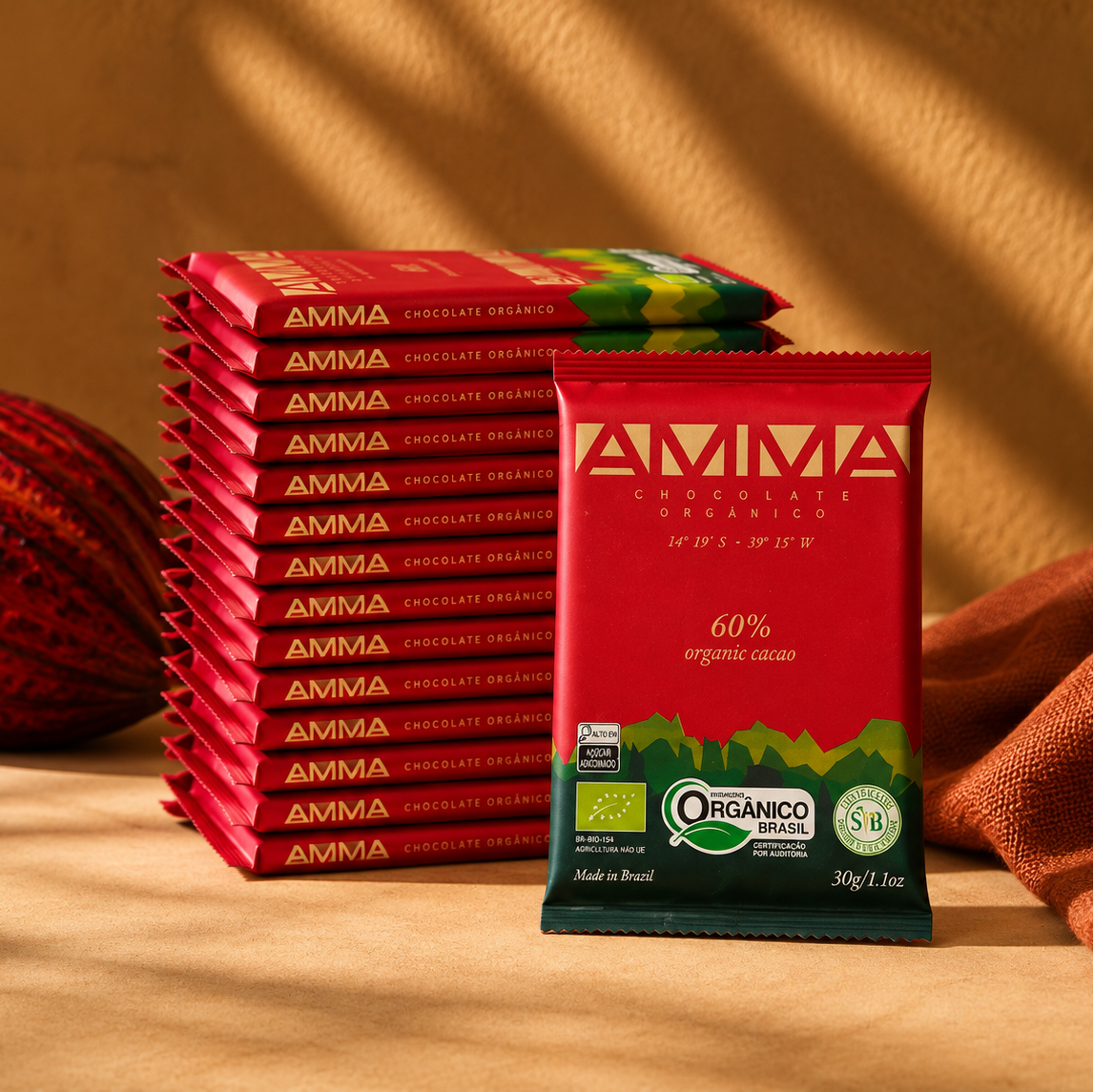 Chocolate Orgânico 60% Cacau 30g - 15 unidades