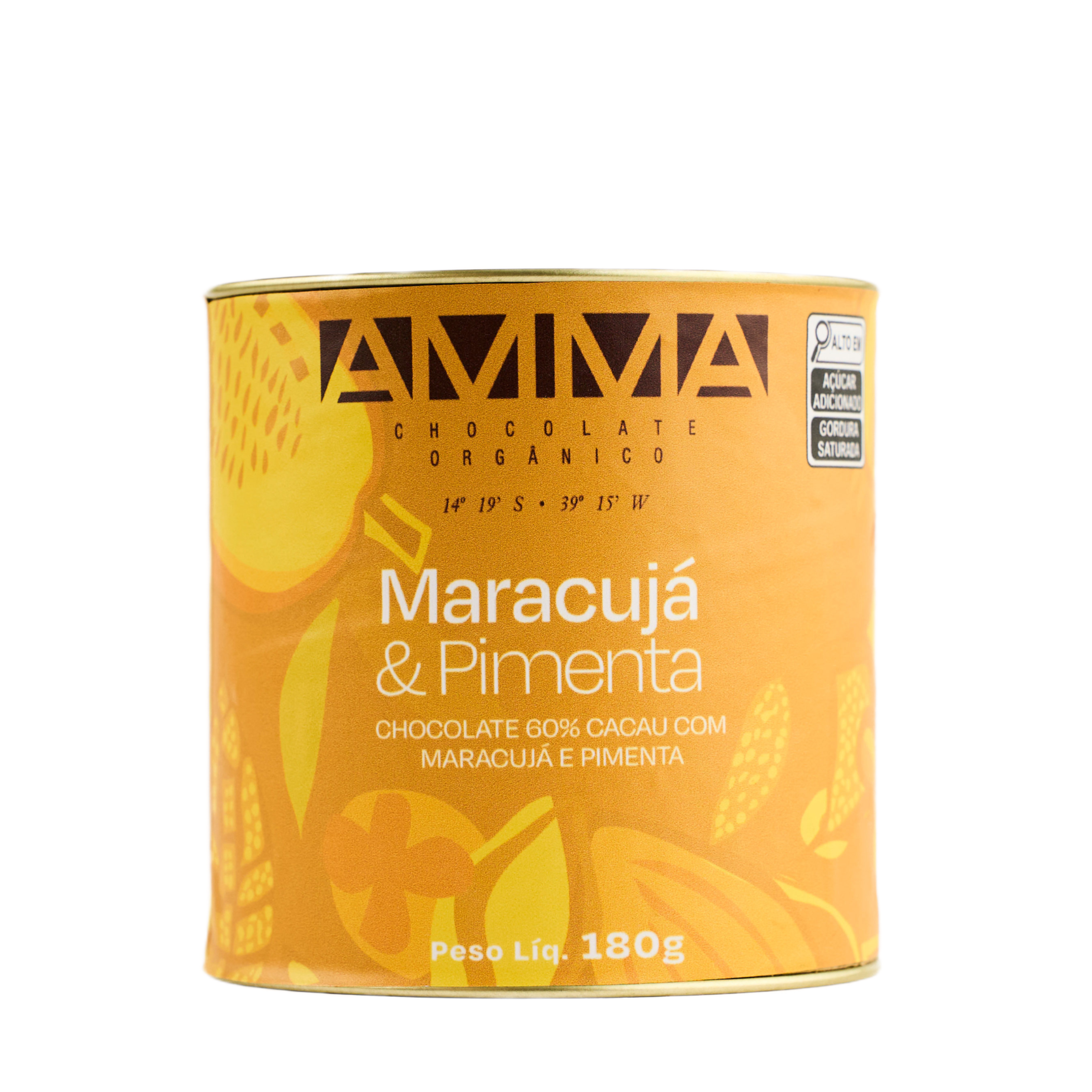 Chocolate Orgânico 60% Maracujá Com Pimenta - Lata 180g