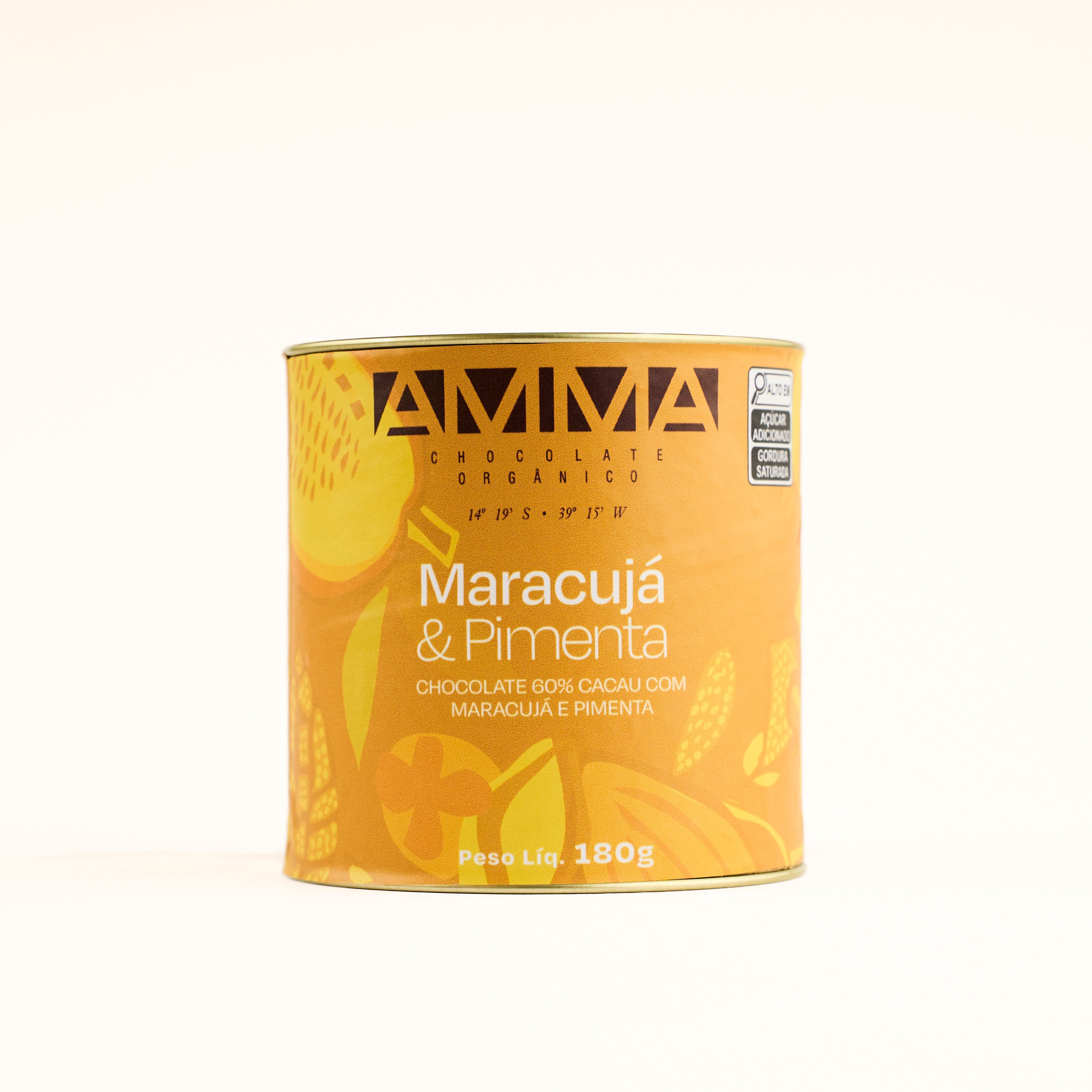 Chocolate Orgânico 60% Maracujá Com Pimenta - Lata 180g