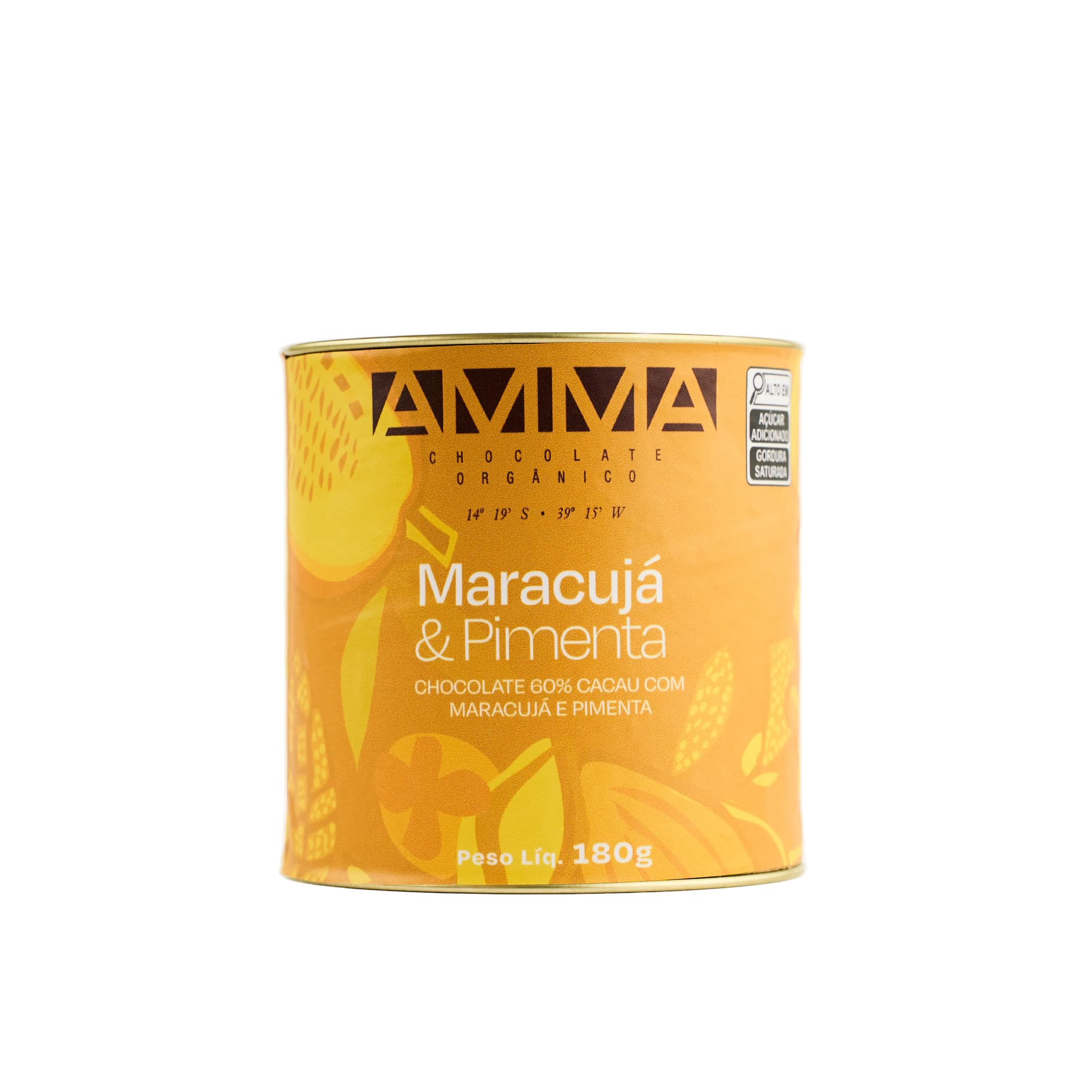 Chocolate Orgânico 60% Maracujá Com Pimenta - Lata 180g