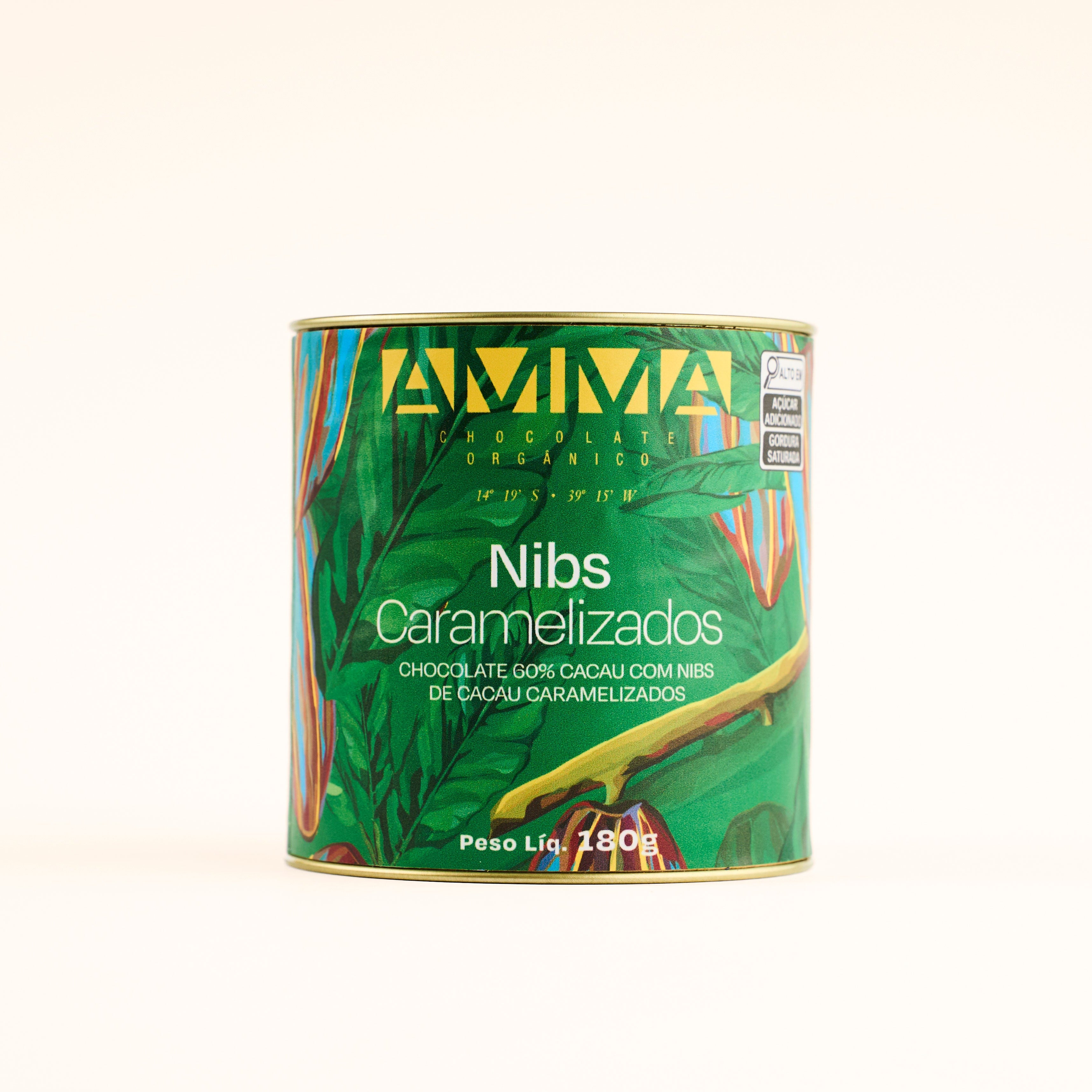 Chocolate Orgânico 60% Nibs De Cacau De Cacau Caramelizado - Lata 180g