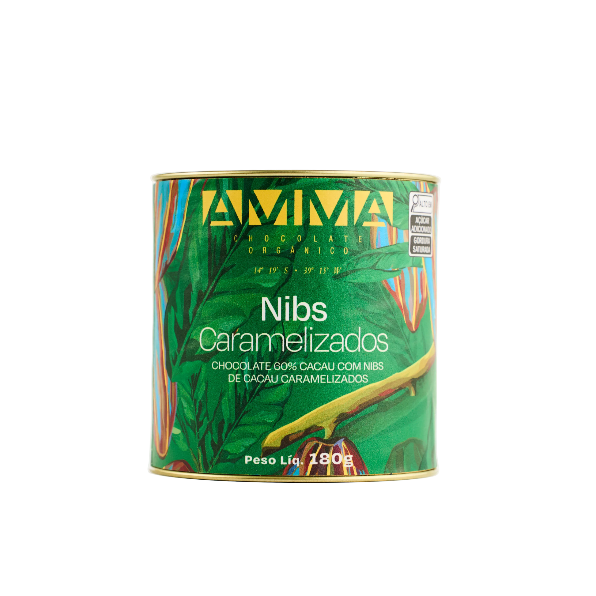 Chocolate Orgânico 60% Nibs De Cacau De Cacau Caramelizado - Lata 180g