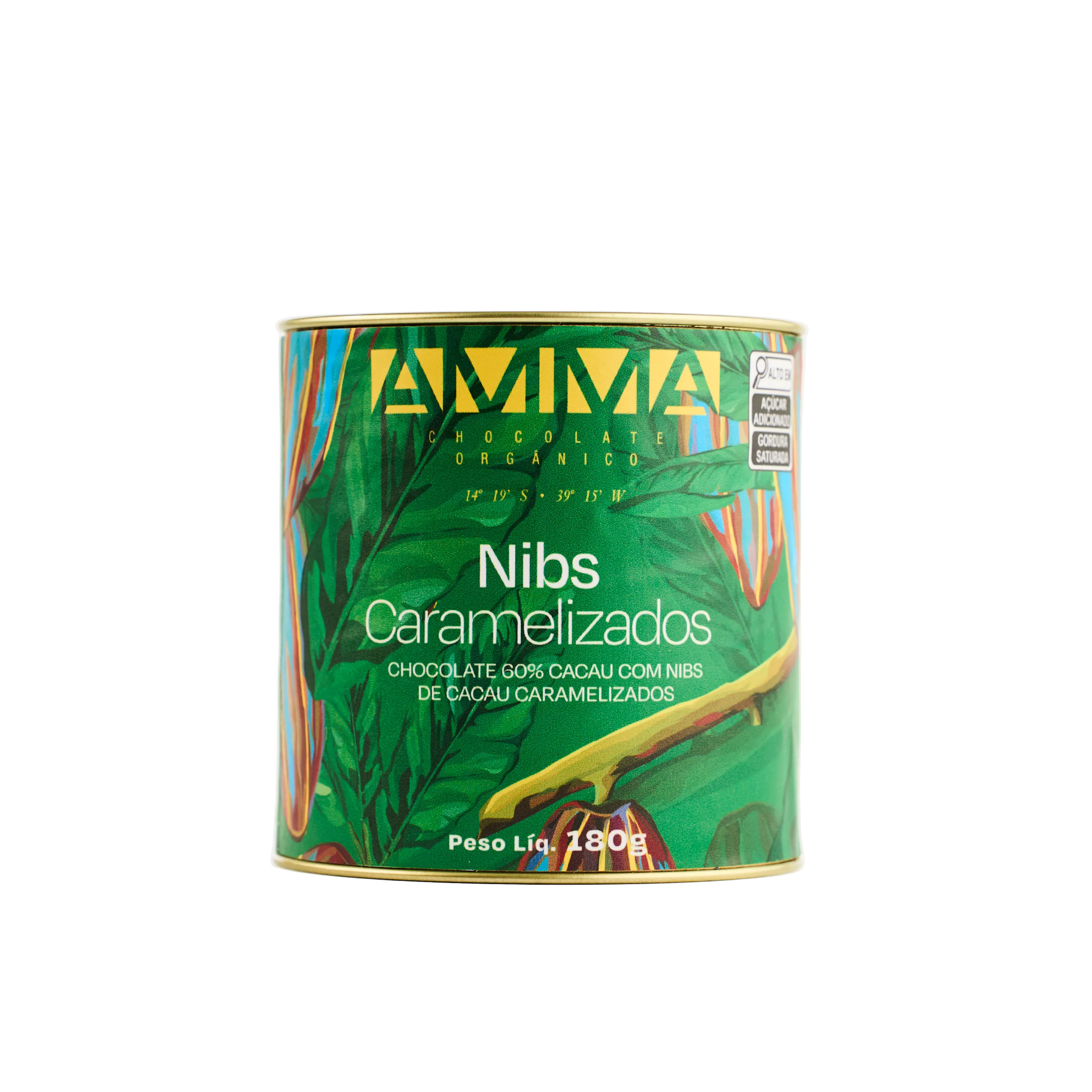 Chocolate Orgânico 60% Nibs De Cacau De Cacau Caramelizado - Lata 180g