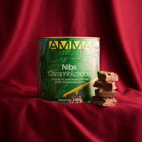 Chocolate Orgânico 60% Nibs De Cacau De Cacau Caramelizado - Lata 180g