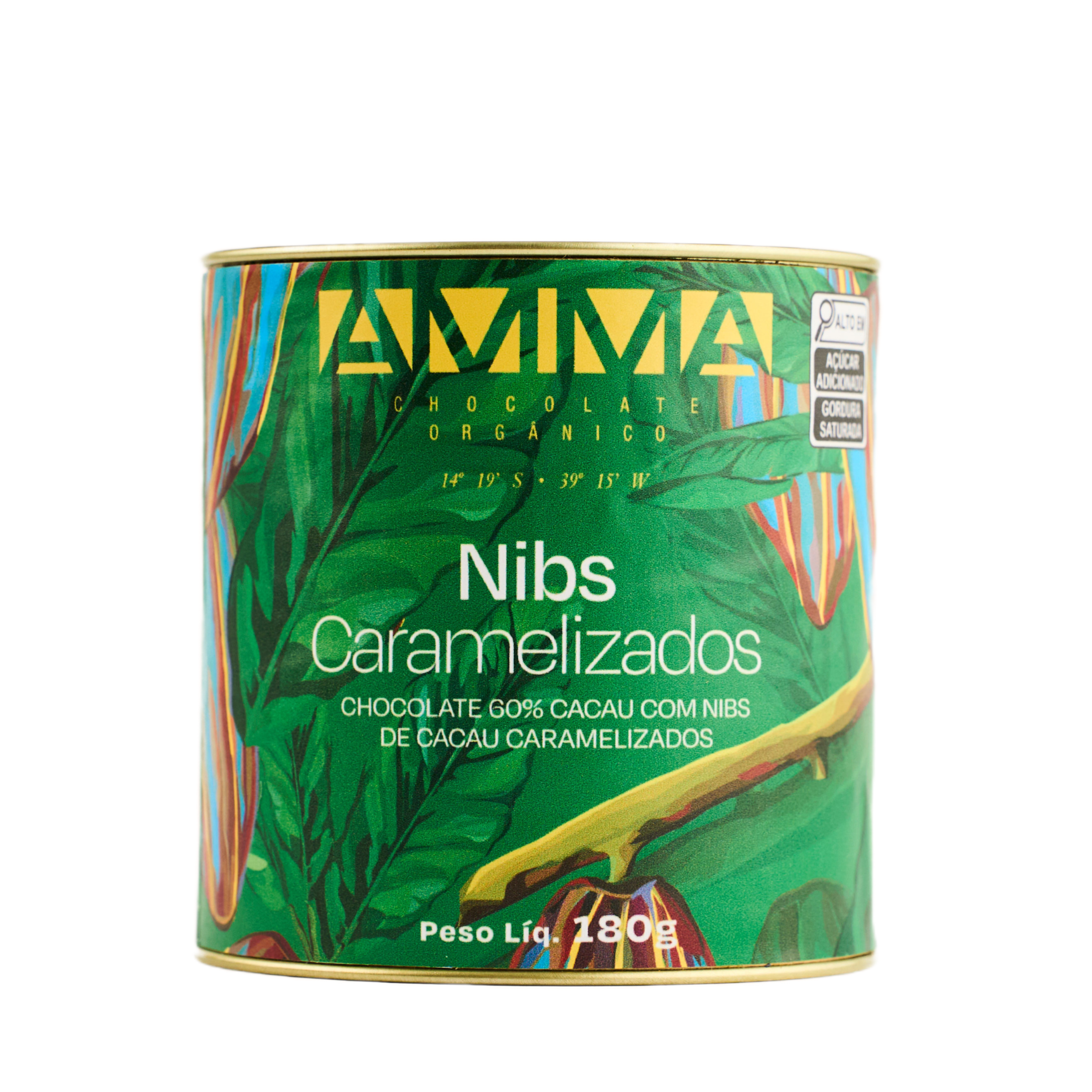 Chocolate Orgânico 60% Nibs De Cacau De Cacau Caramelizado - Lata 180g