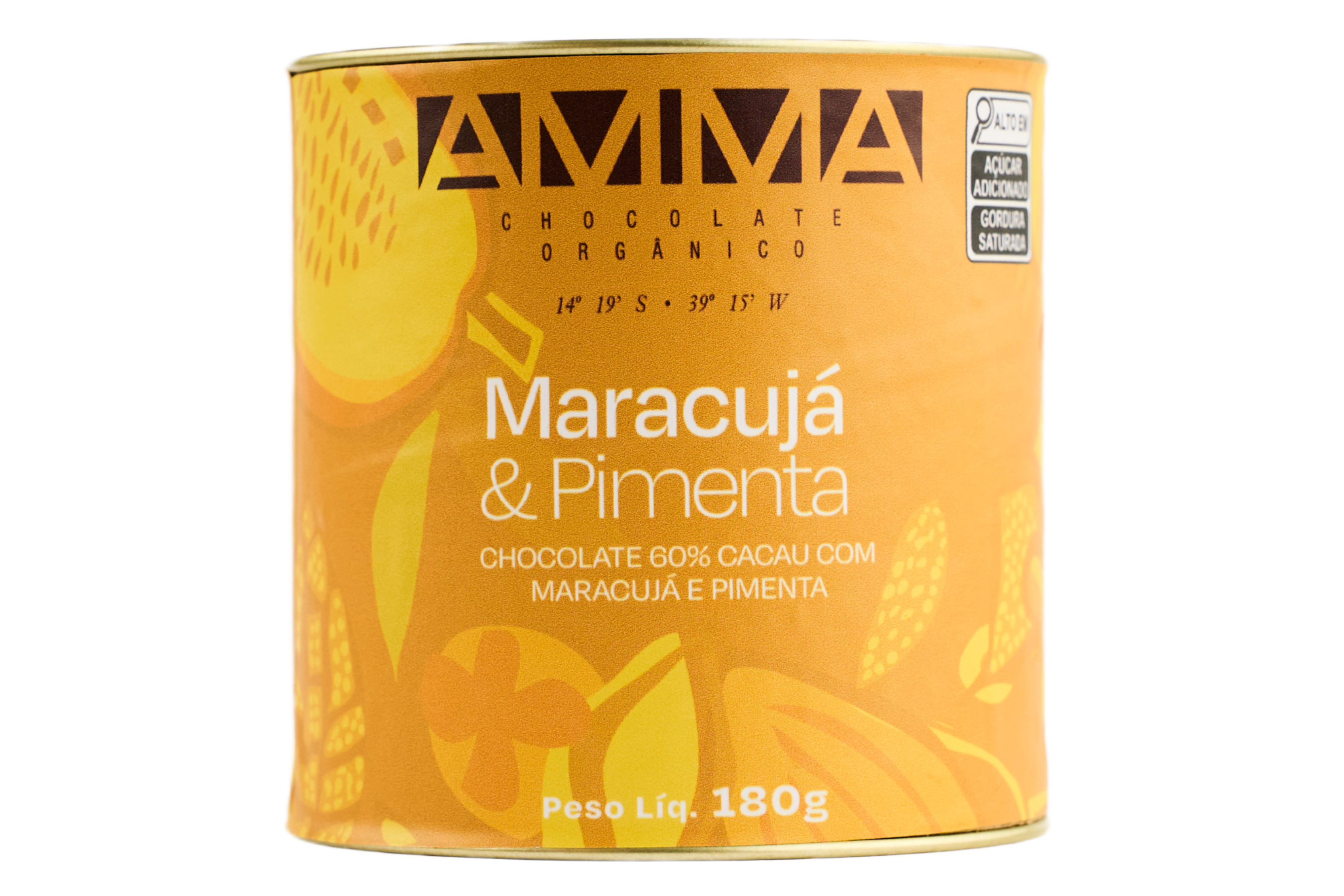 Chocolate Orgânico 60% Maracujá Com Pimenta - Lata 180g