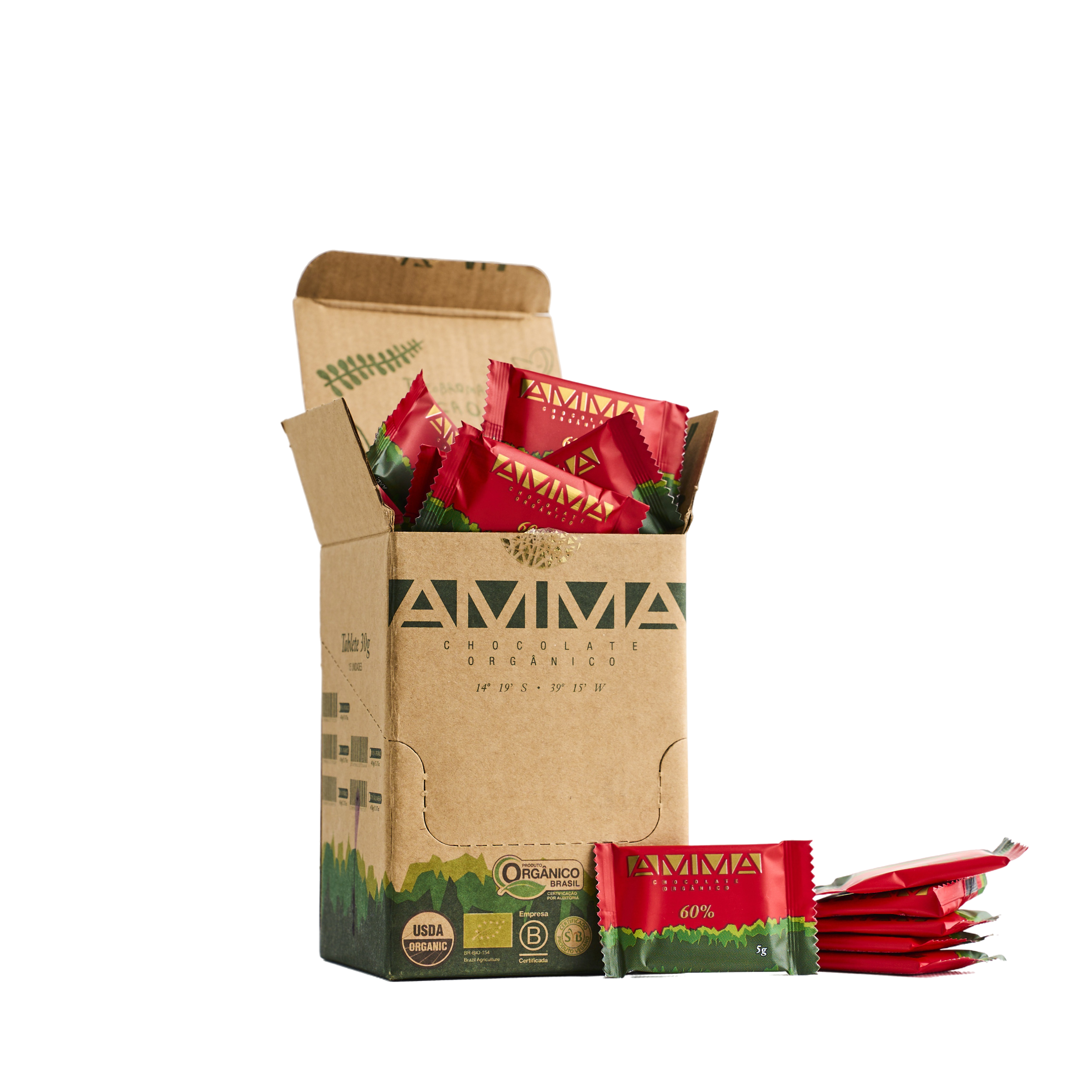Chocolate Orgânico 60% Cacau Square 5g - 50un