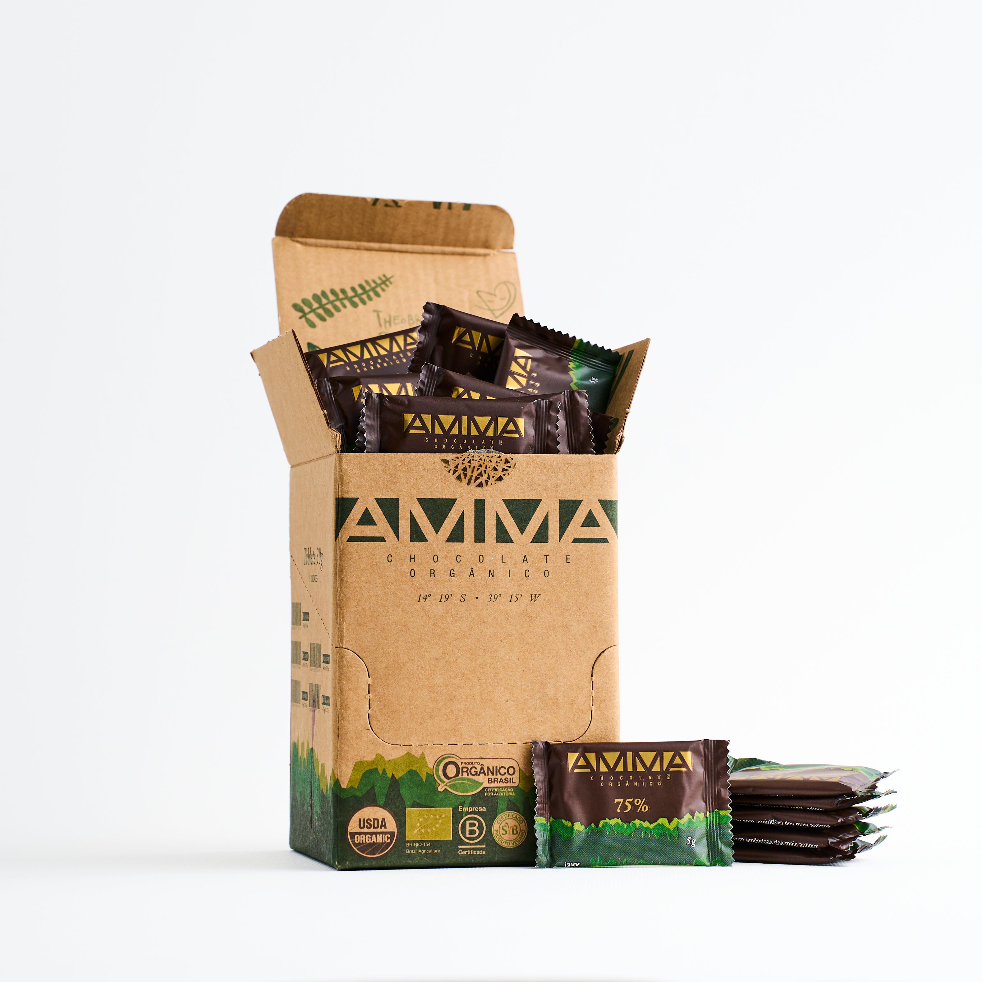 Chocolate Orgânico 75% Cacau Square 5g - 50un