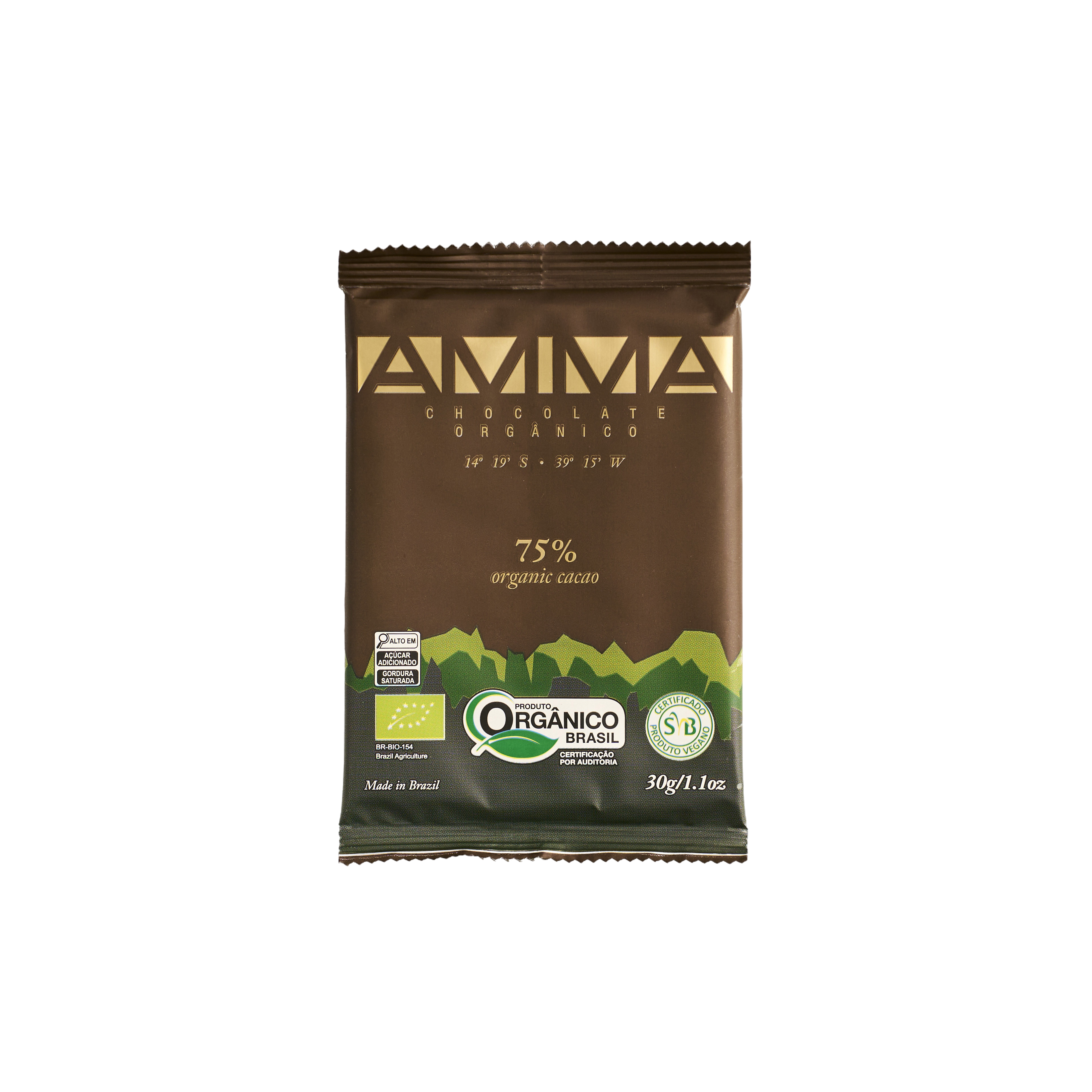 Chocolate Orgânico 75% Cacau 30g