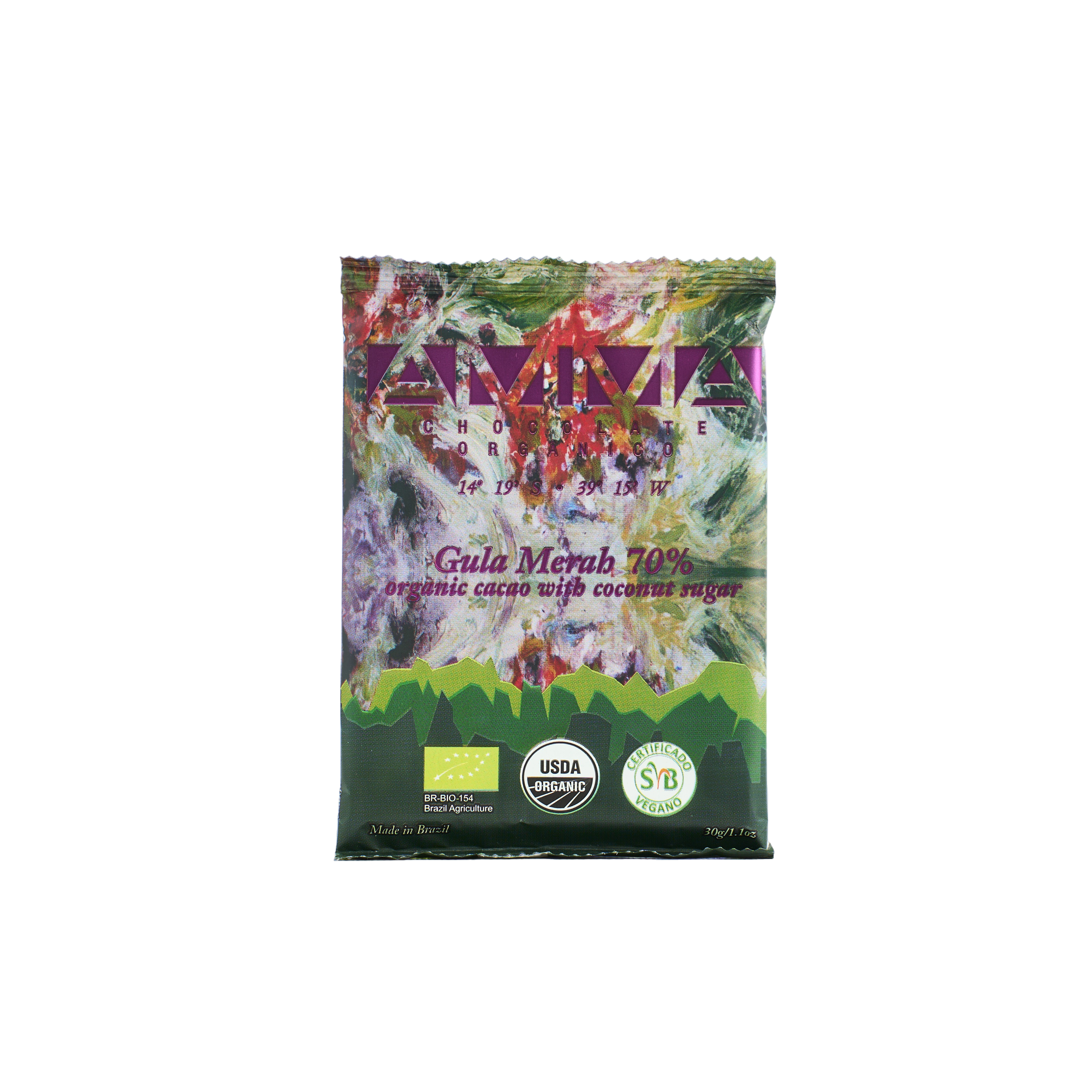 Chocolate Orgânico 70% Cacau Gula Merah 30g