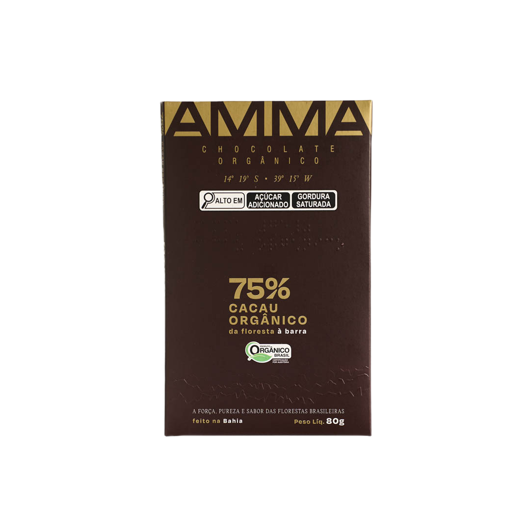 Chocolate Orgânico 75% Cacau 80g