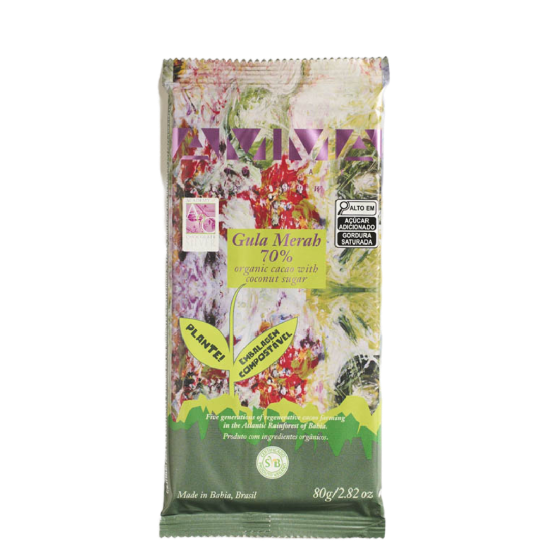 Chocolate Orgânico Gula Merah 70% Cacau com Açúcar de Coco 80g