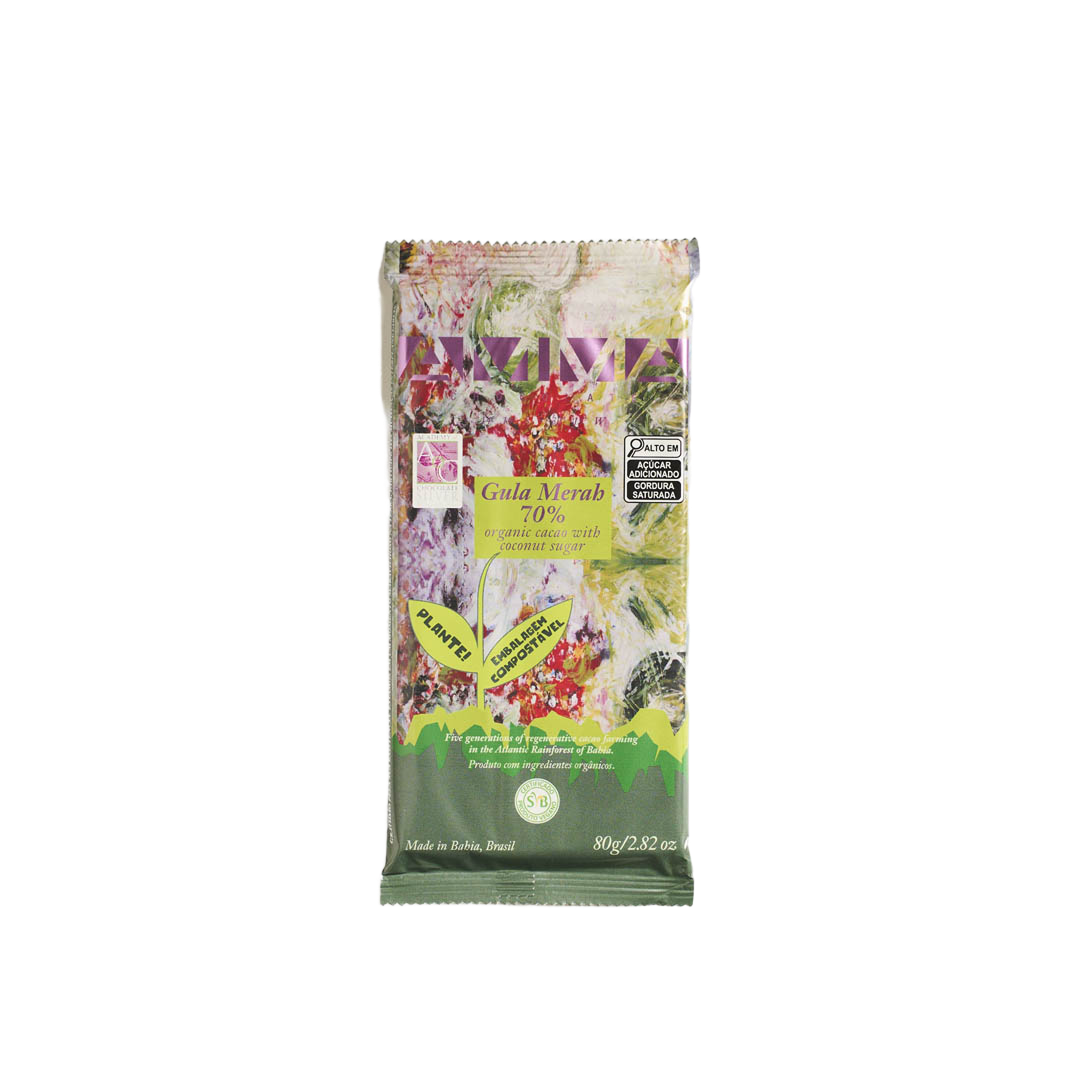 Chocolate Orgânico Gula Merah 70% Cacau com Açúcar de Coco 80g