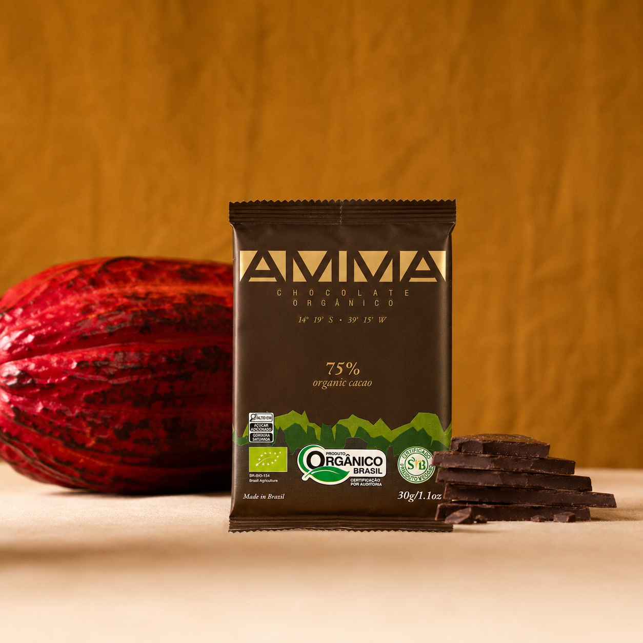Chocolate Orgânico 75% Cacau 30g