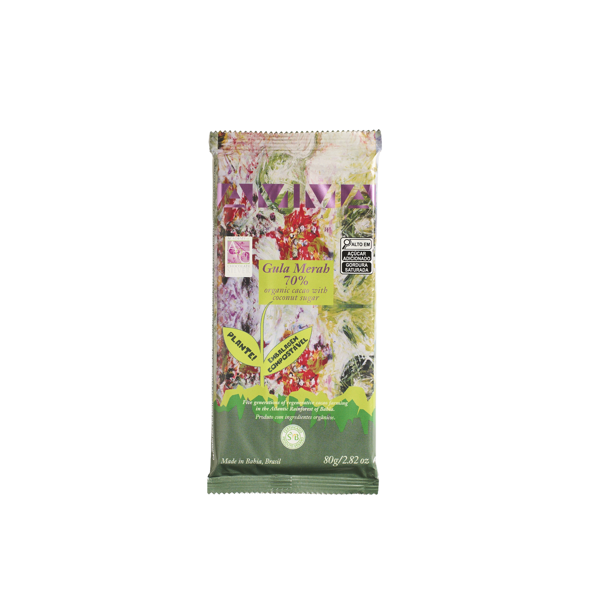Chocolate Orgânico Gula Merah 70% Cacau com Açúcar de Coco 80g