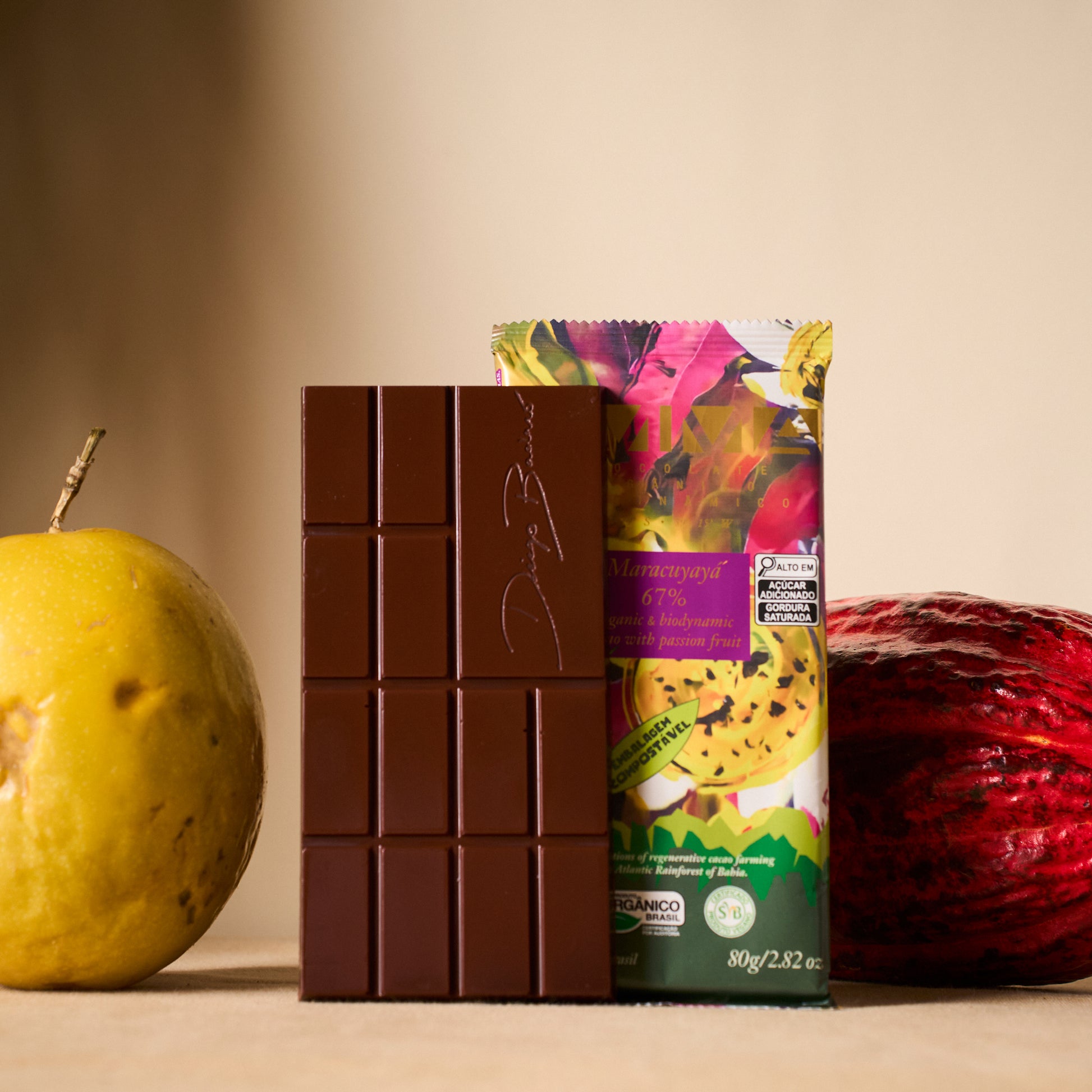 Chocolate Biodinâmico Maracuyayá 67% Cacau com Maracujá 80g