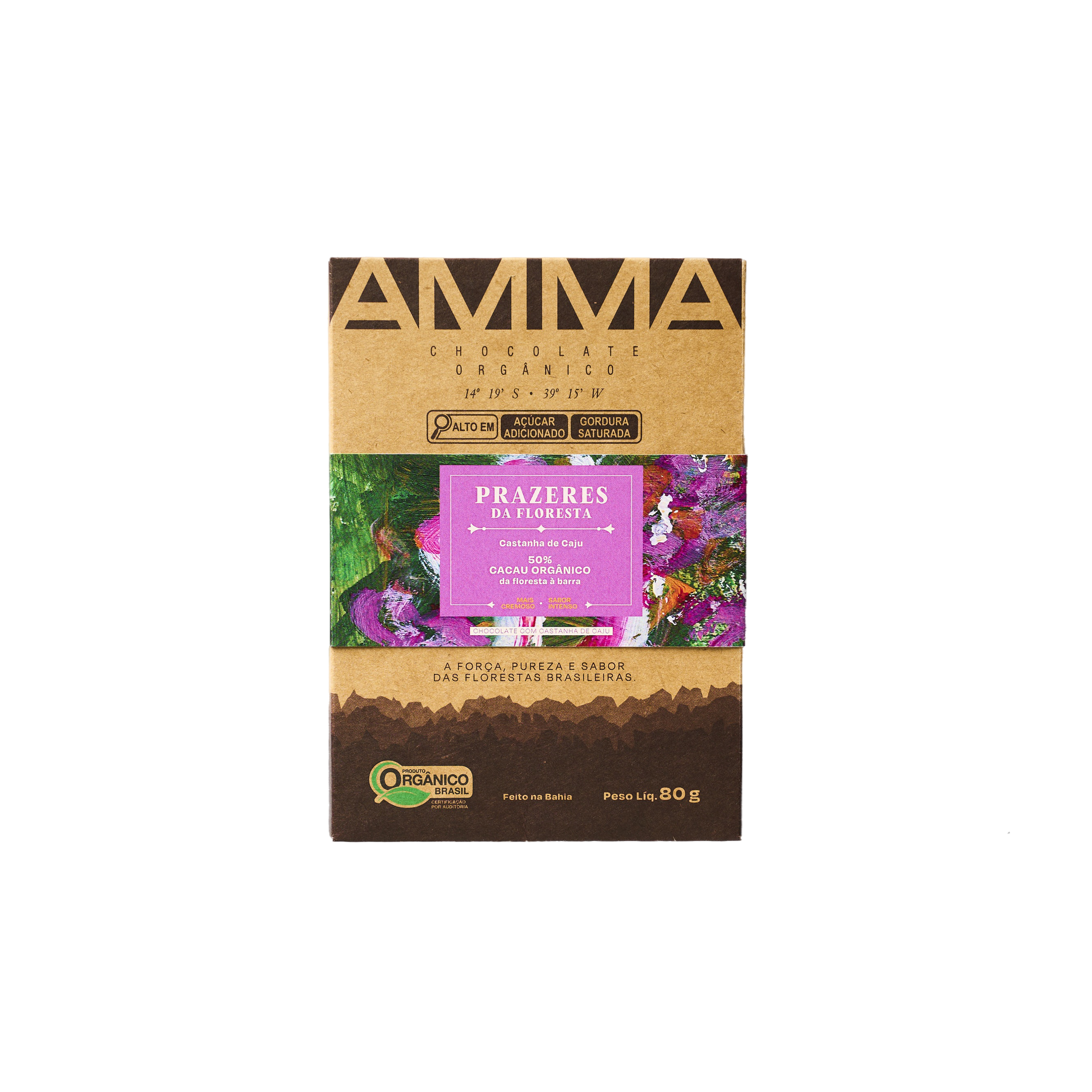 Chocolate Orgânico 50% Castanha De Caju 80g